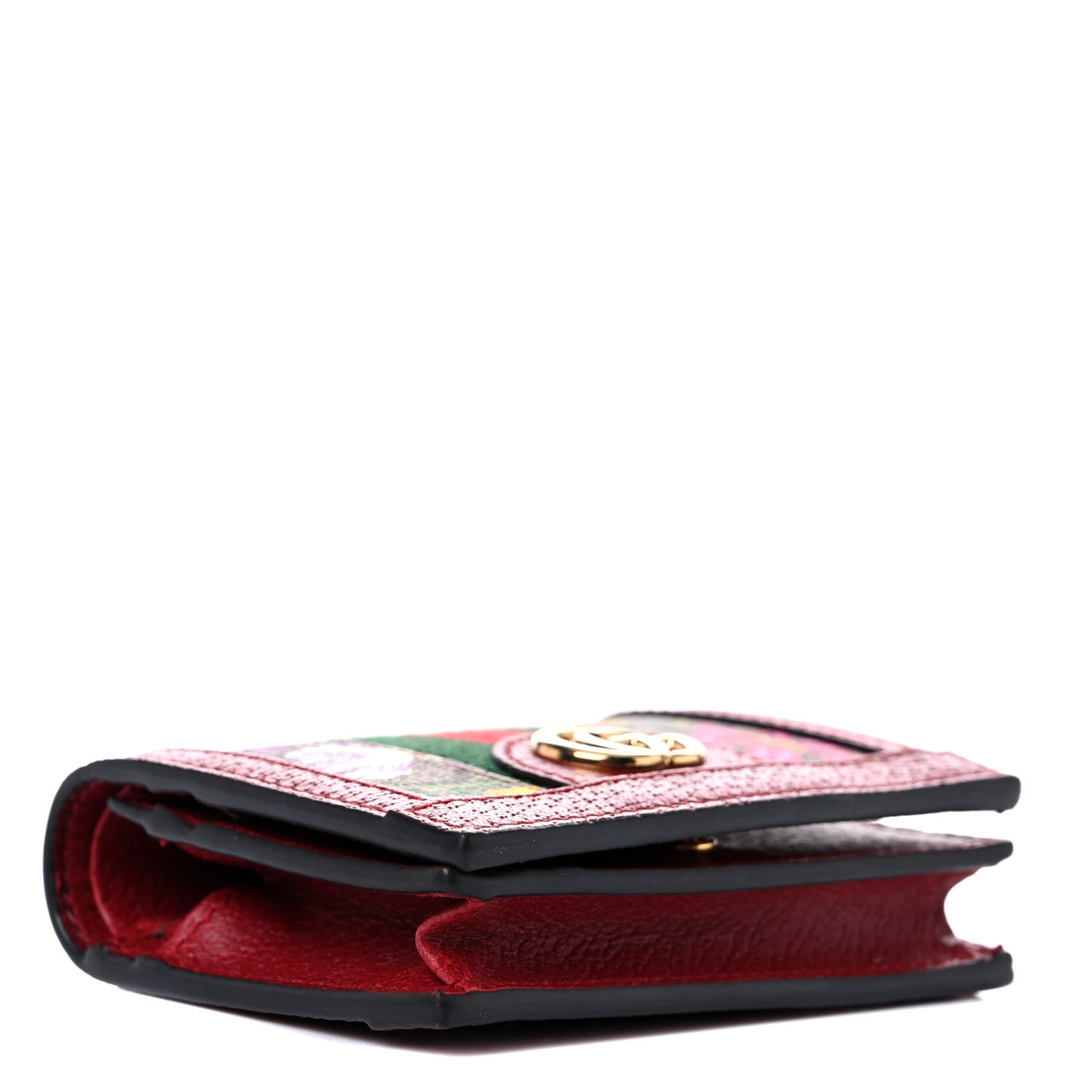GG Supreme Monogram Flora Web Ophidia Card Case Red