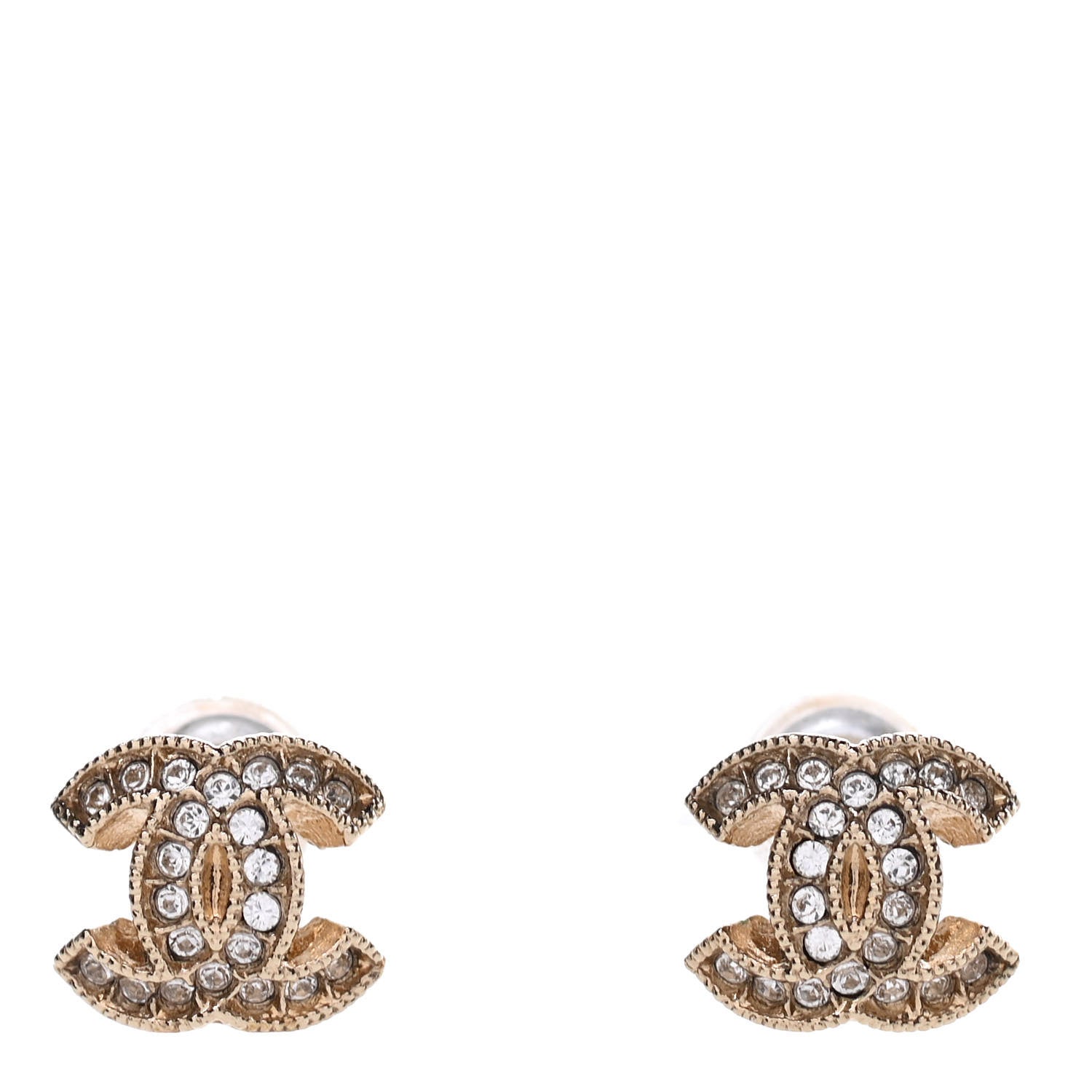Chanel Crystal Mini CC Earrings Gold 1 of 5