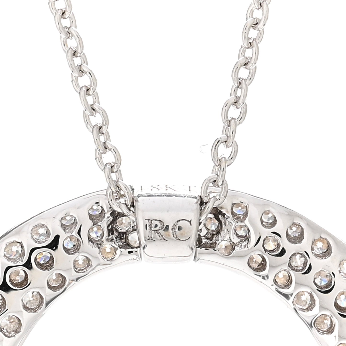18K White Gold Diamond 20mm Scalare Necklace