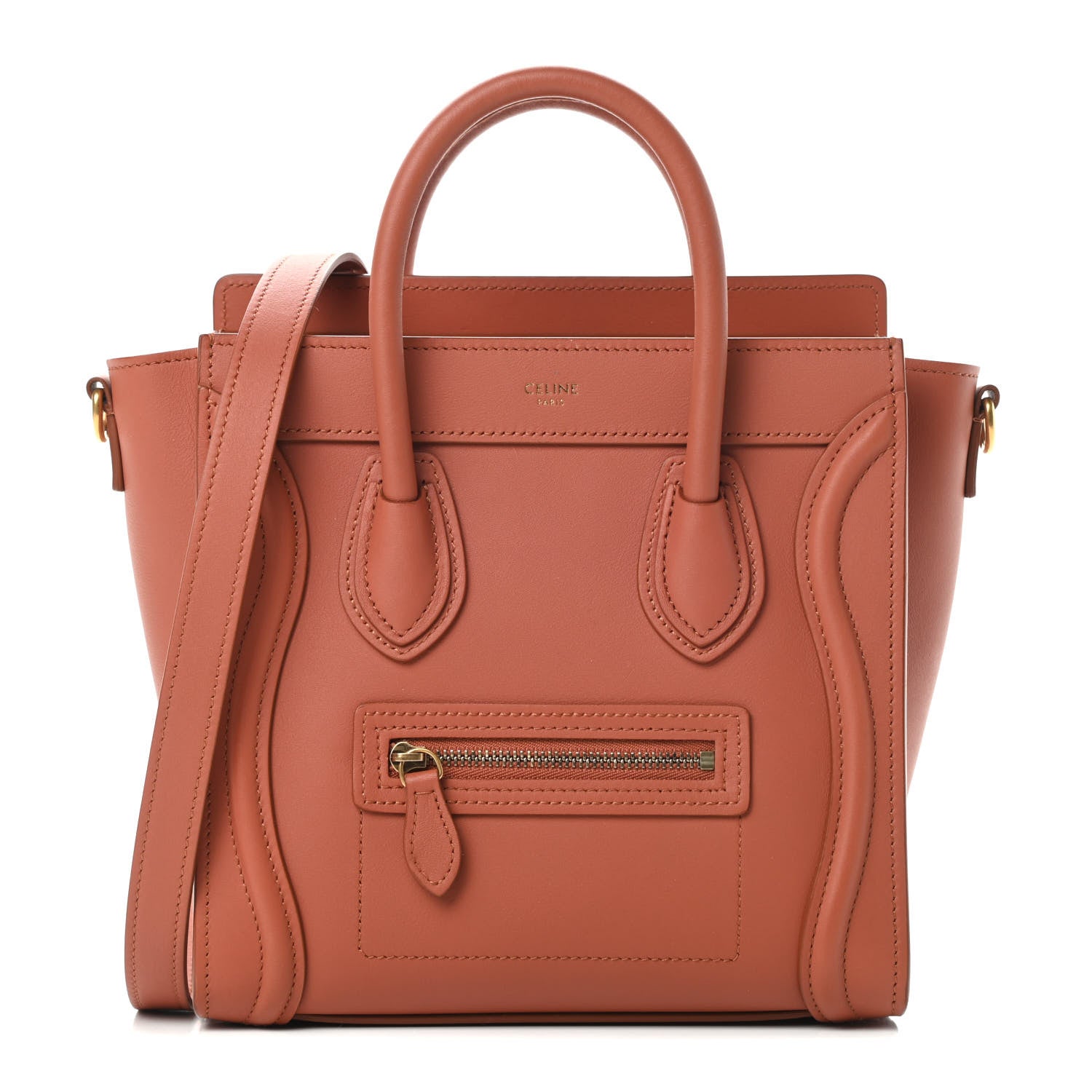 Celine Smooth Calfskin Nano Luggage Terracotta 1 of 12
