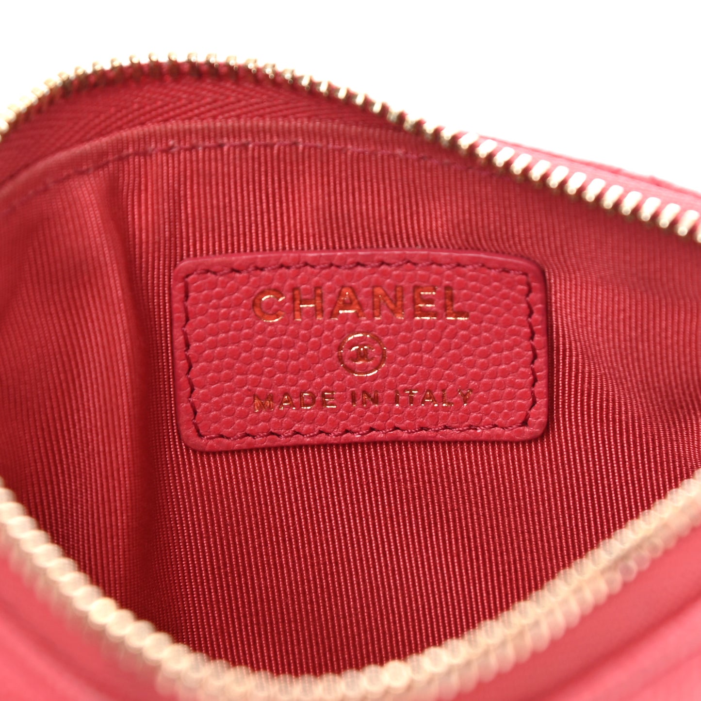 Caviar Quilted Small Cosmetic Case Dark Pink