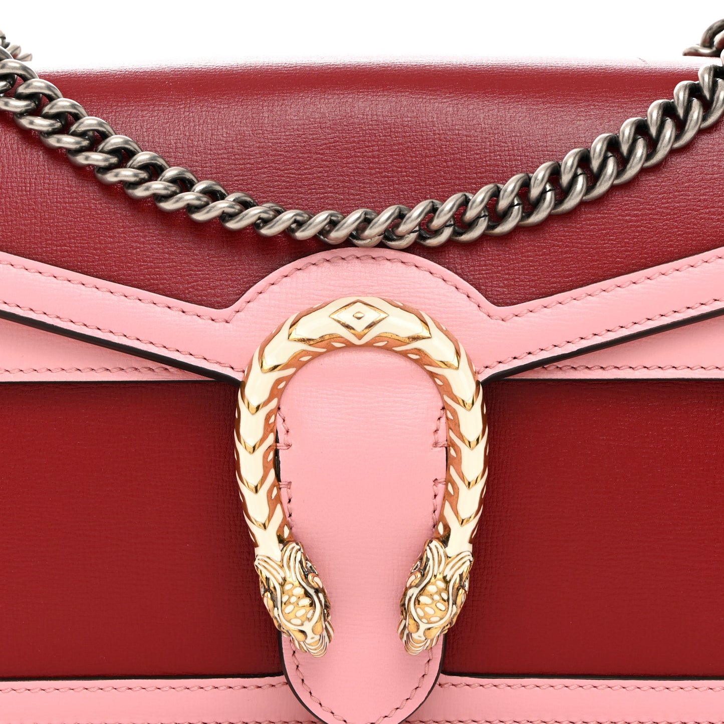 Azalea Calfskin Enamel Small Dionysus Shoulder Bag New Cherry Red Wild Rose Off White