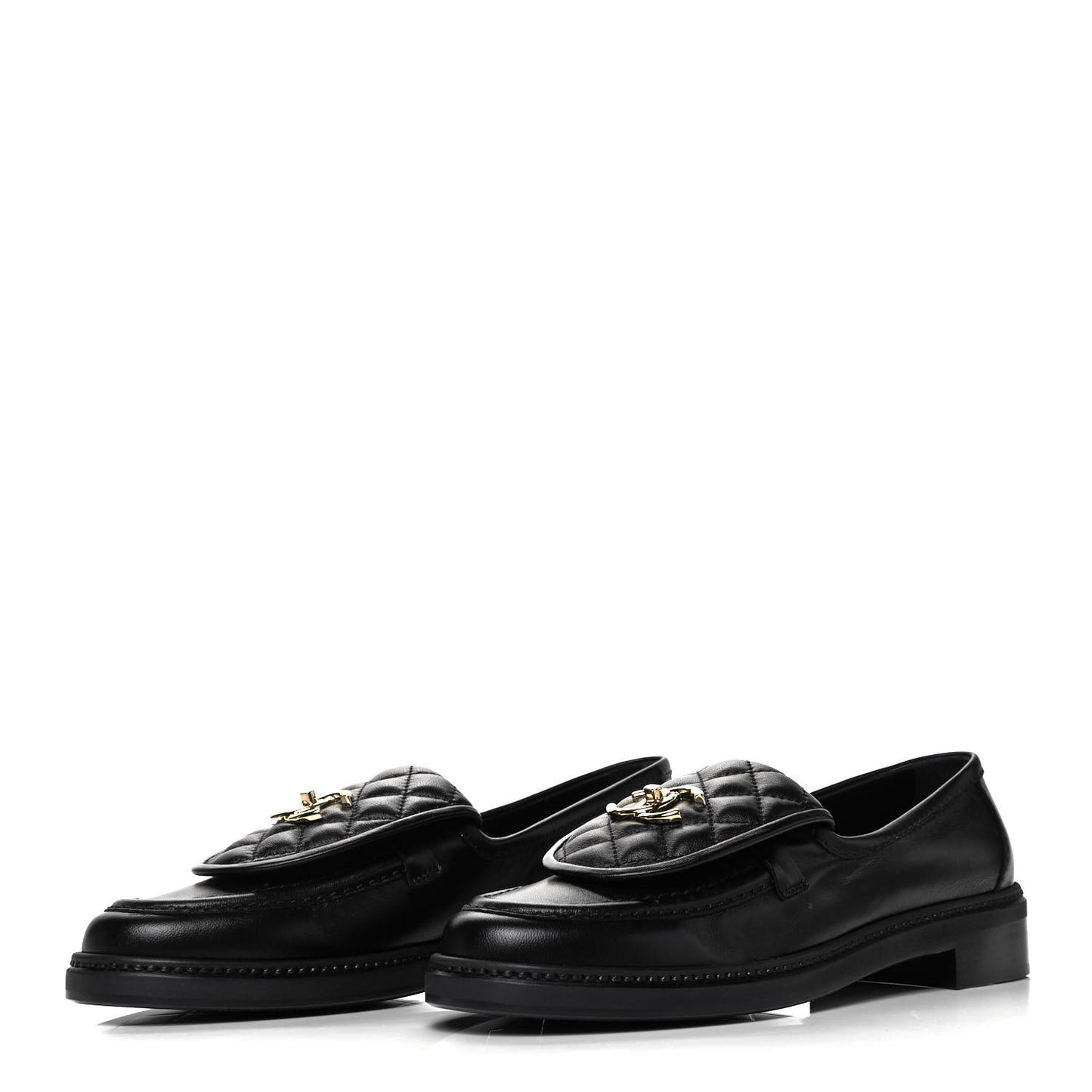 Lambskin Quilted CC Turnlock Loafers 39.5 Black