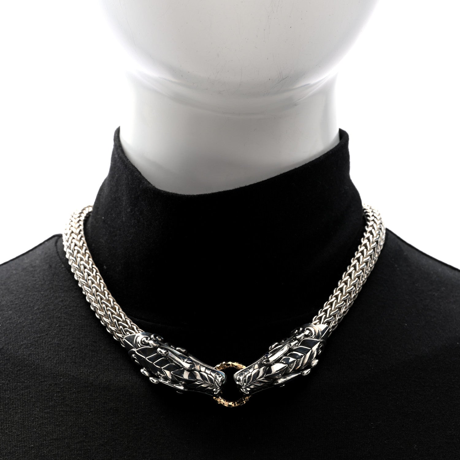 John Hardy Sterling Silver 18K Yellow Gold Blue Sapphire Legends Naga Dragon Head Necklace 2 of 4