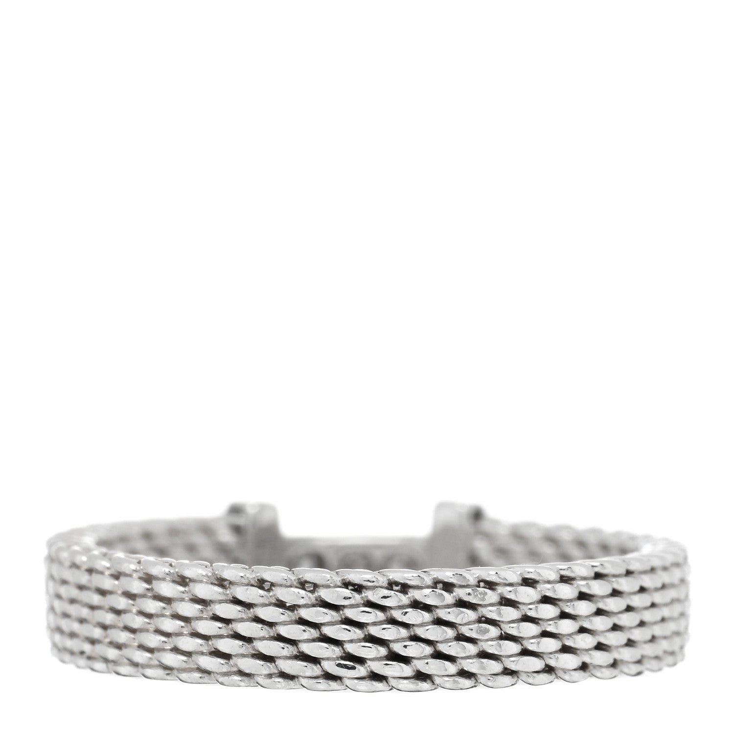 Tiffany Sterling Silver Diamond Somerset Mesh Band Ring 49 5 3 of 4
