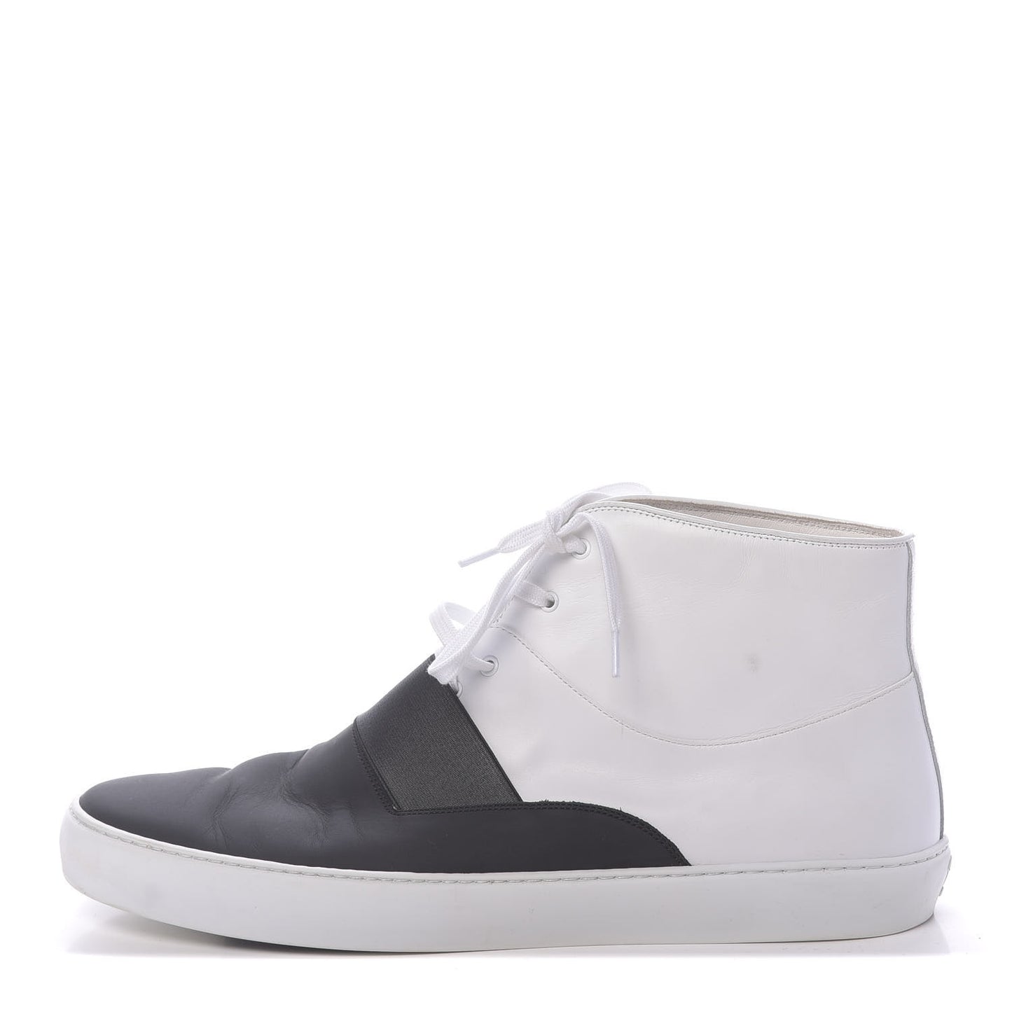 Calfskin Mens High Top Sneakers 45 White Black