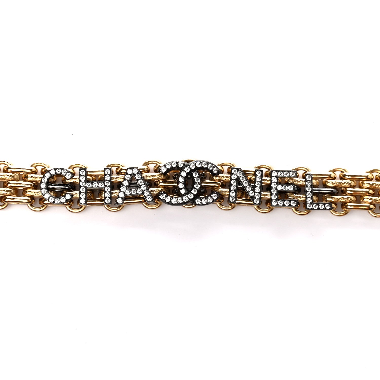 Chanel Crystal Logo Chain Belt 85 Gold 3 of 4