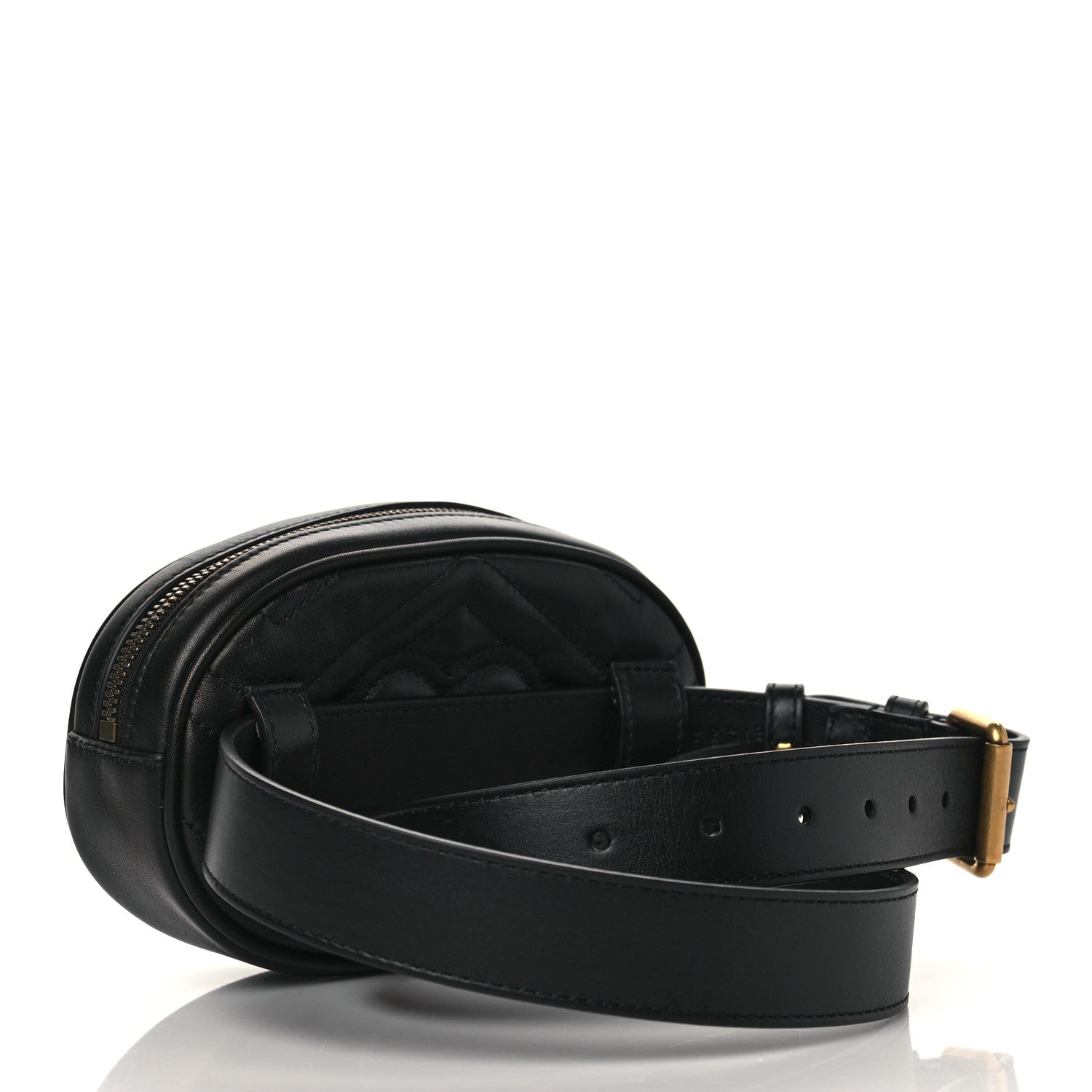 Gucci Calfskin Matelasse GG Marmont Belt Bag 85 34 Black 2 of 10