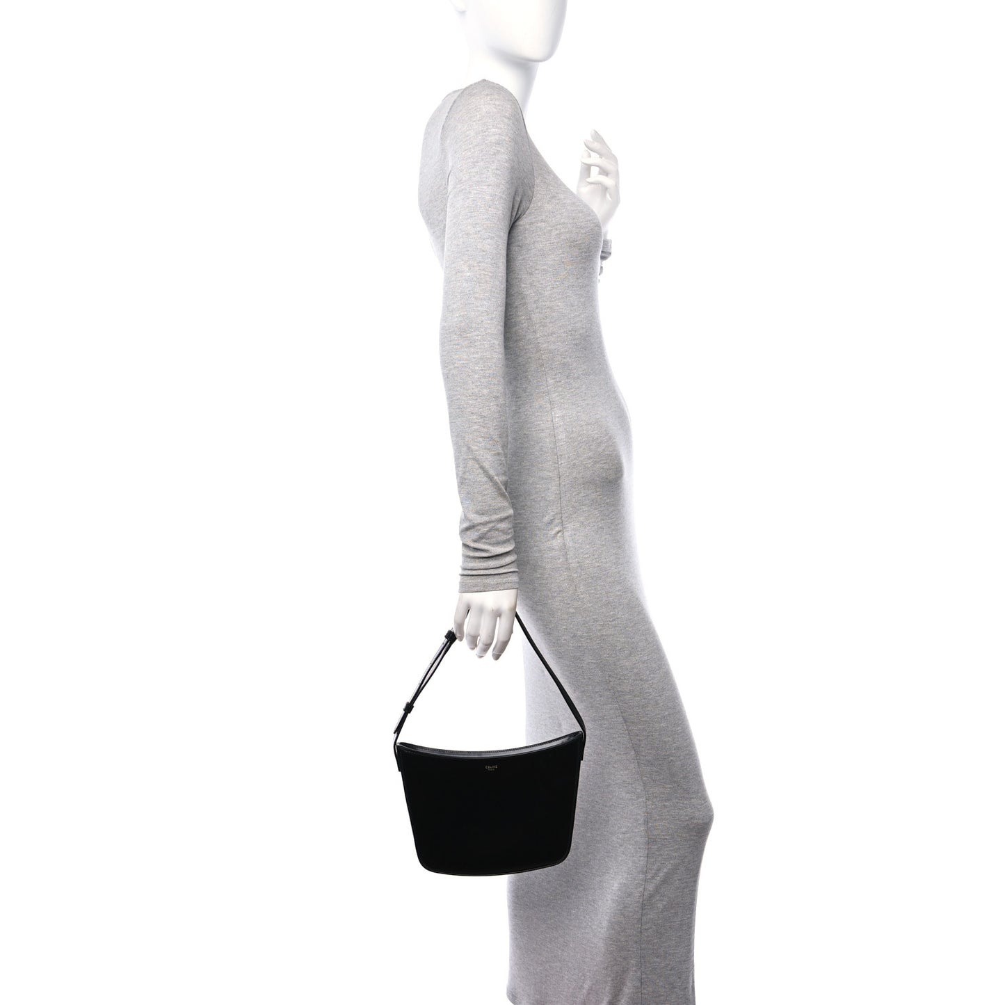 Shiny Calfskin Medium Croque Bag Black