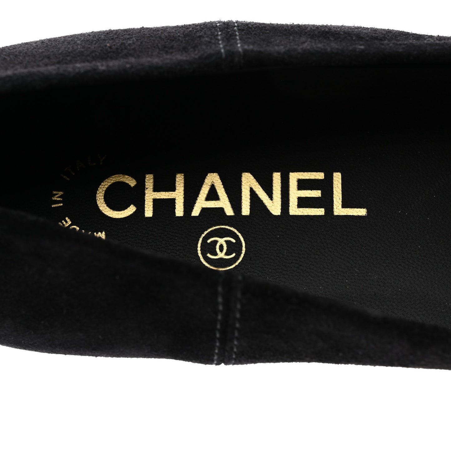 Suede Camellia CC Ballerina Flat 36.5 Black
