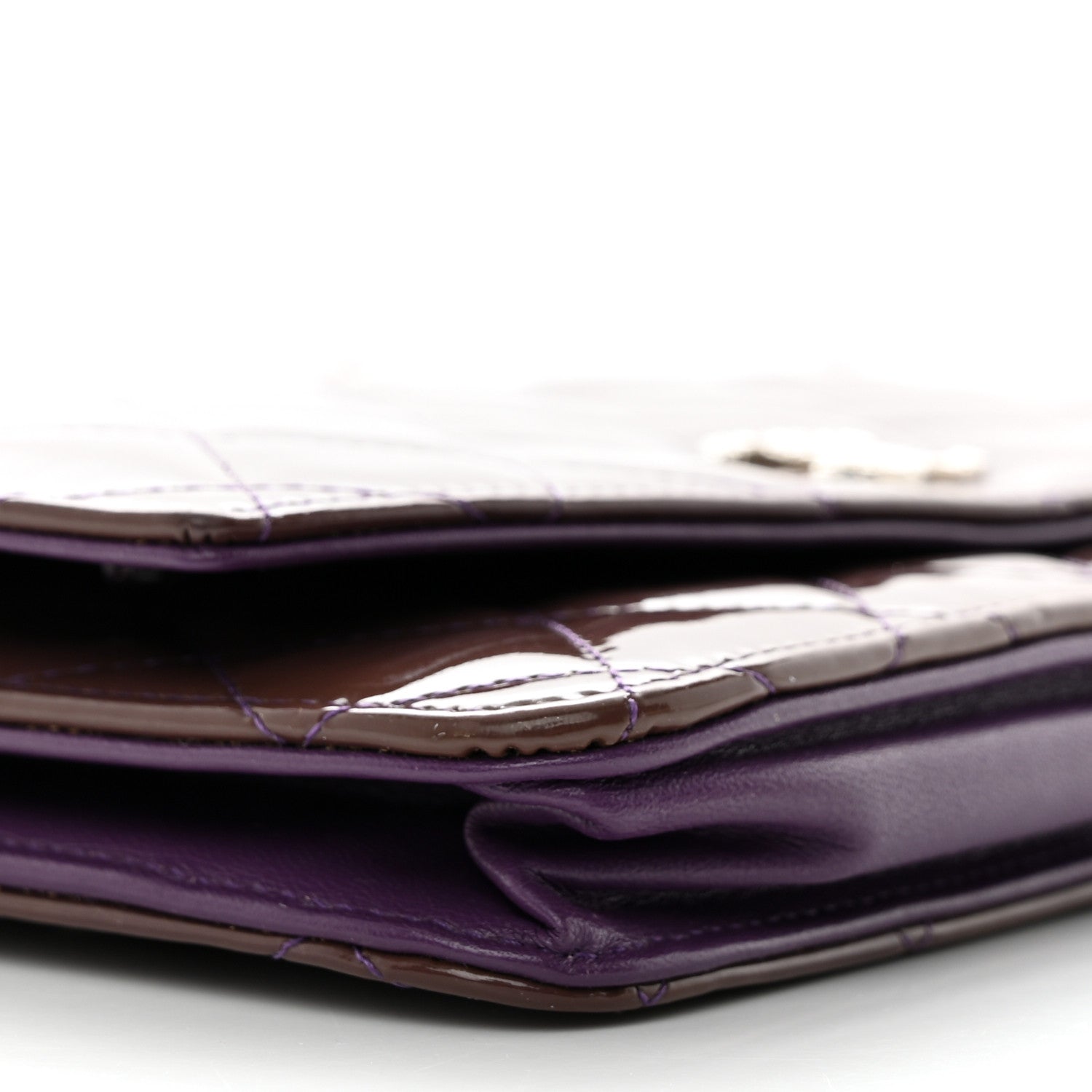 Chanel Patent Quilted Brilliant Wallet On Chain WOC Violet 10 of 12