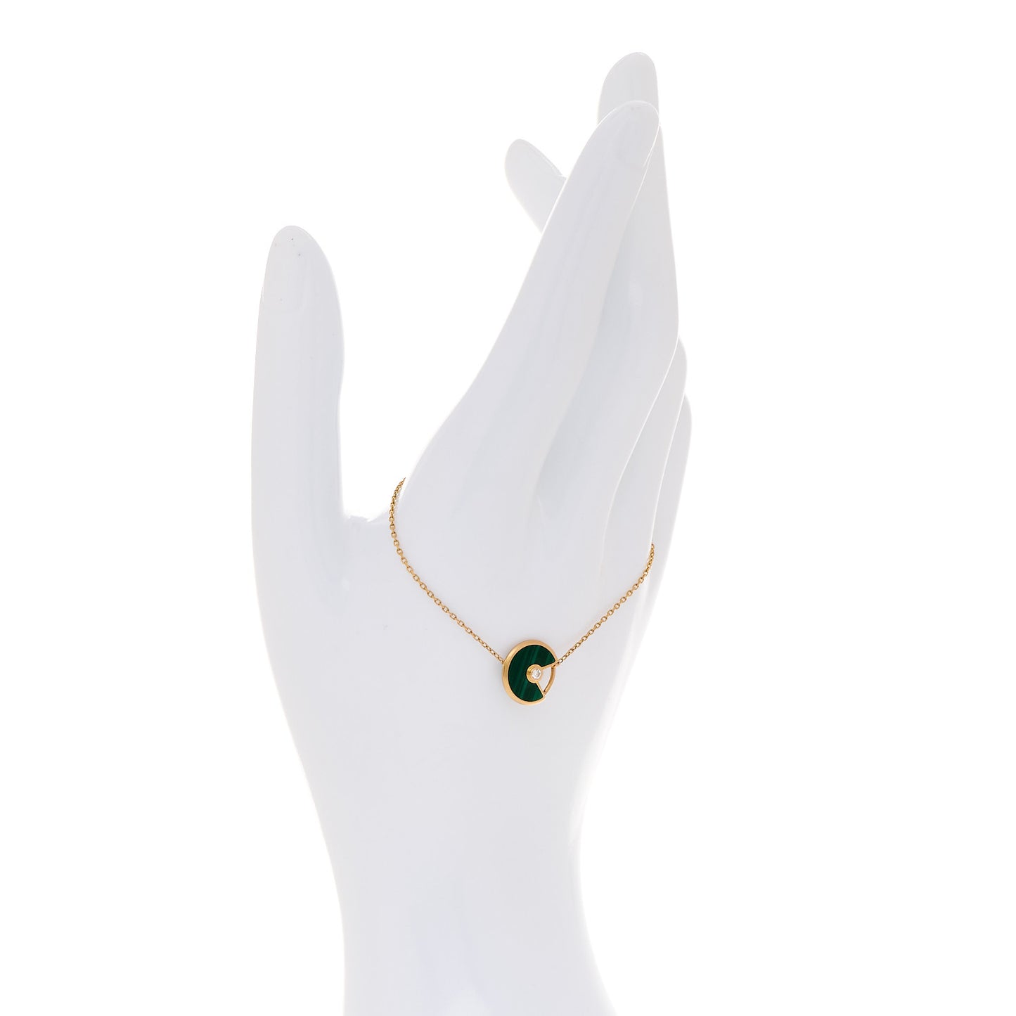 18K Pink Gold Diamond Malachite Amulette de Cartier Bracelet