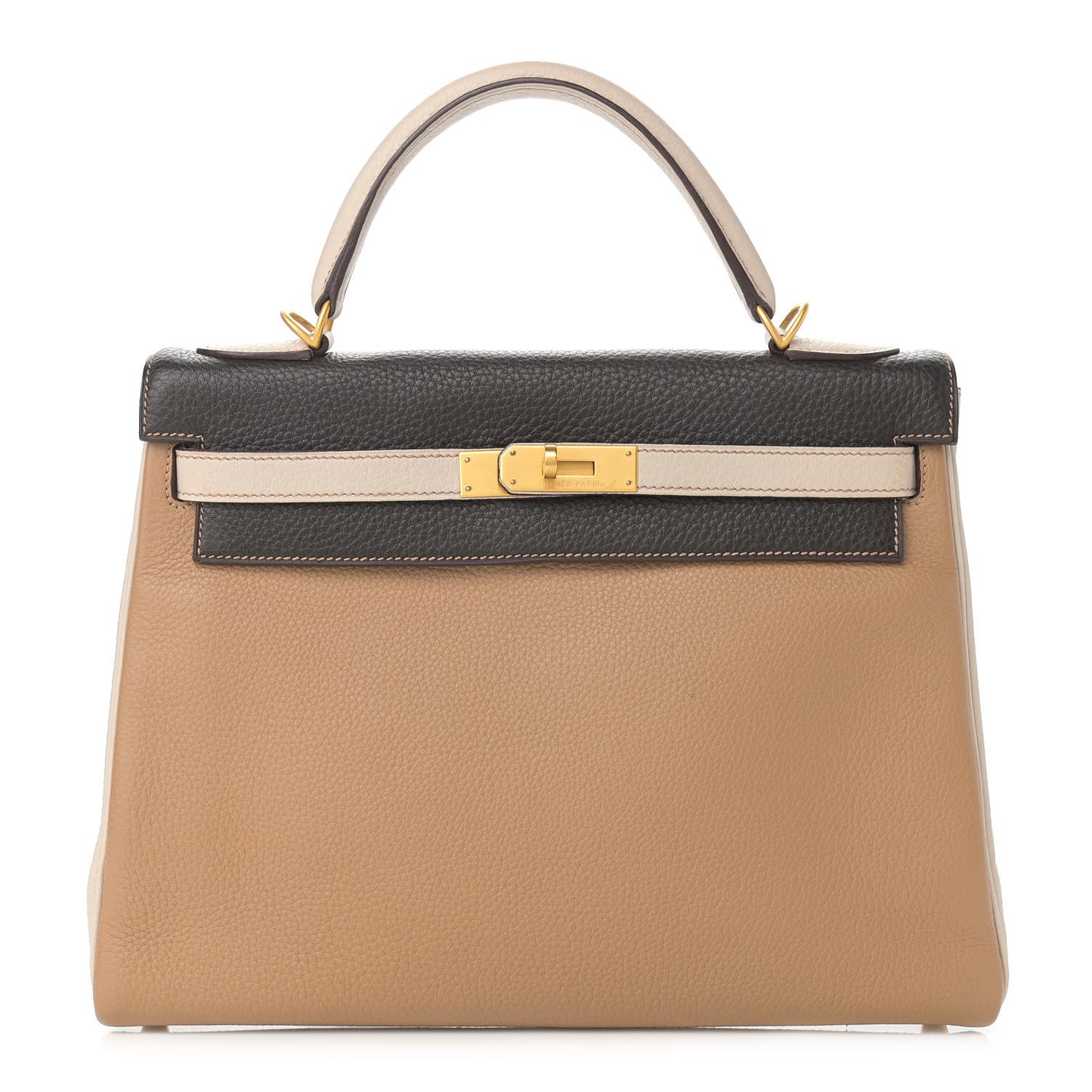 Togo Tri-Color Kelly Retourne 32 Tabac Camel Ebene Parchemin