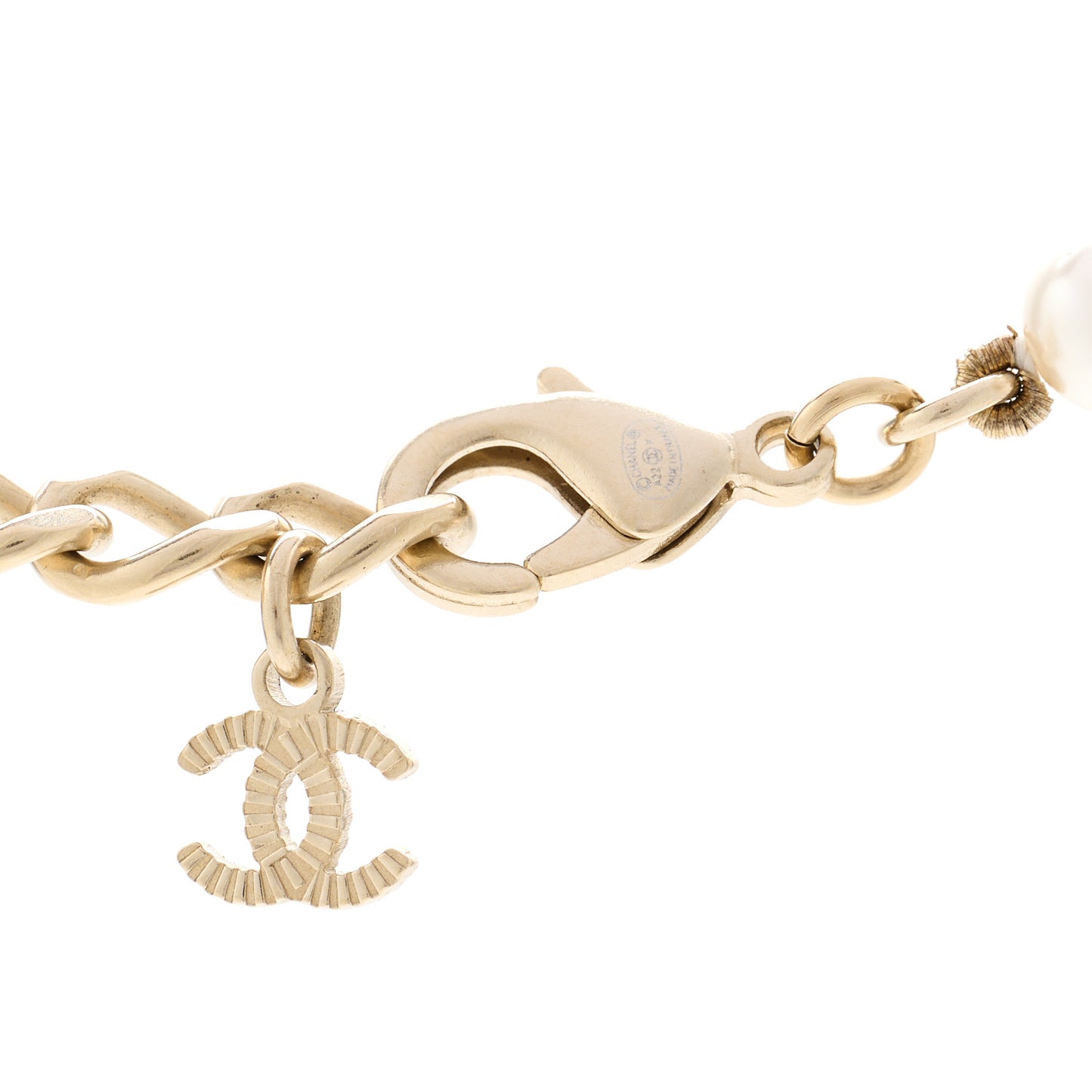 Pearl Crystal Baguette CC Short Necklace Gold