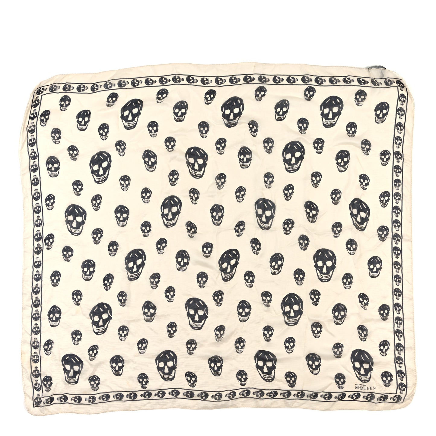 Silk Chiffon Skull Scarf Ivory Black