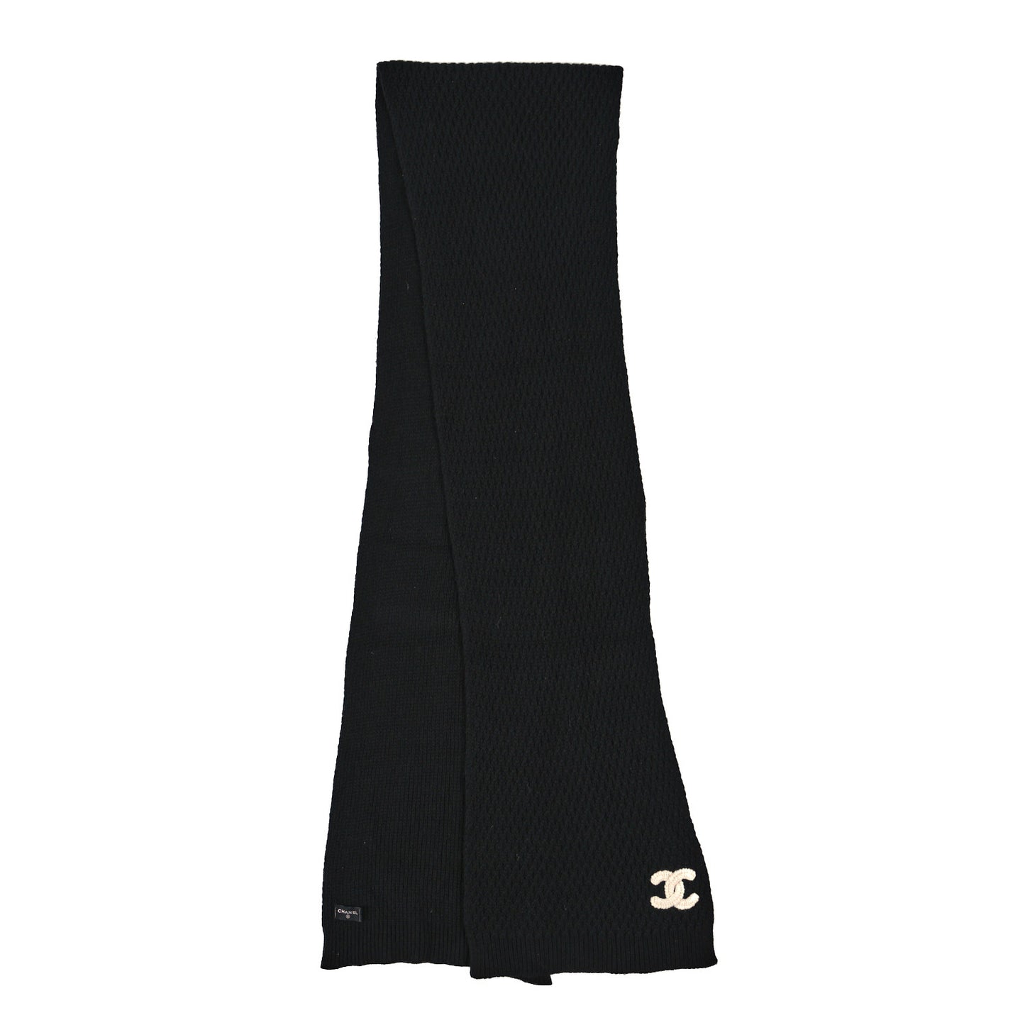 Cashmere Knit CC Scarf Black White