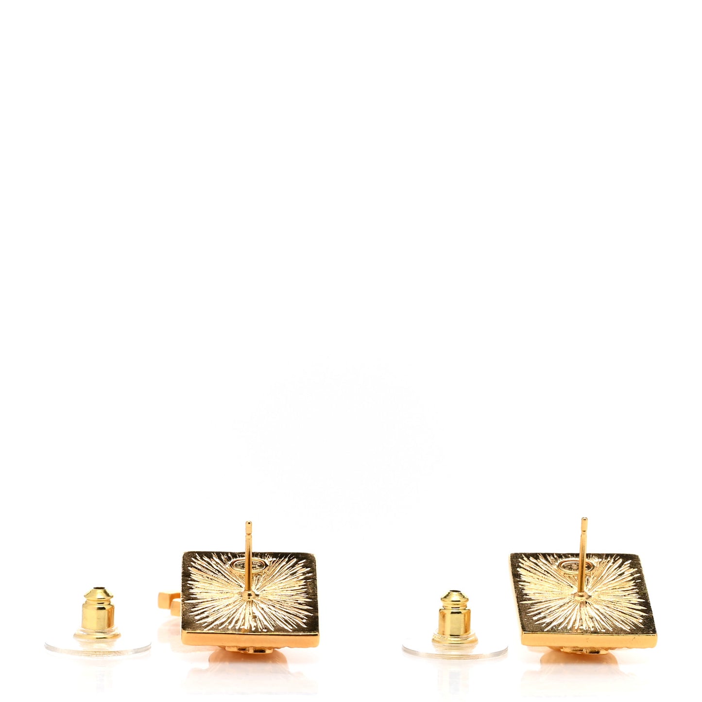 Metal CC Lion Earrings Gold