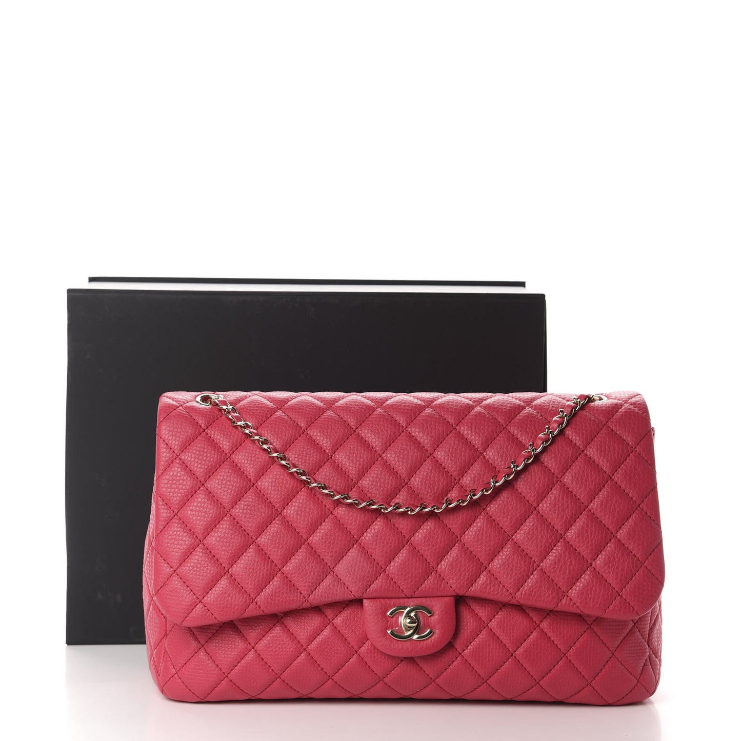 Calfskin Quilted Small XXL Travel Flap Bag Dark Pink