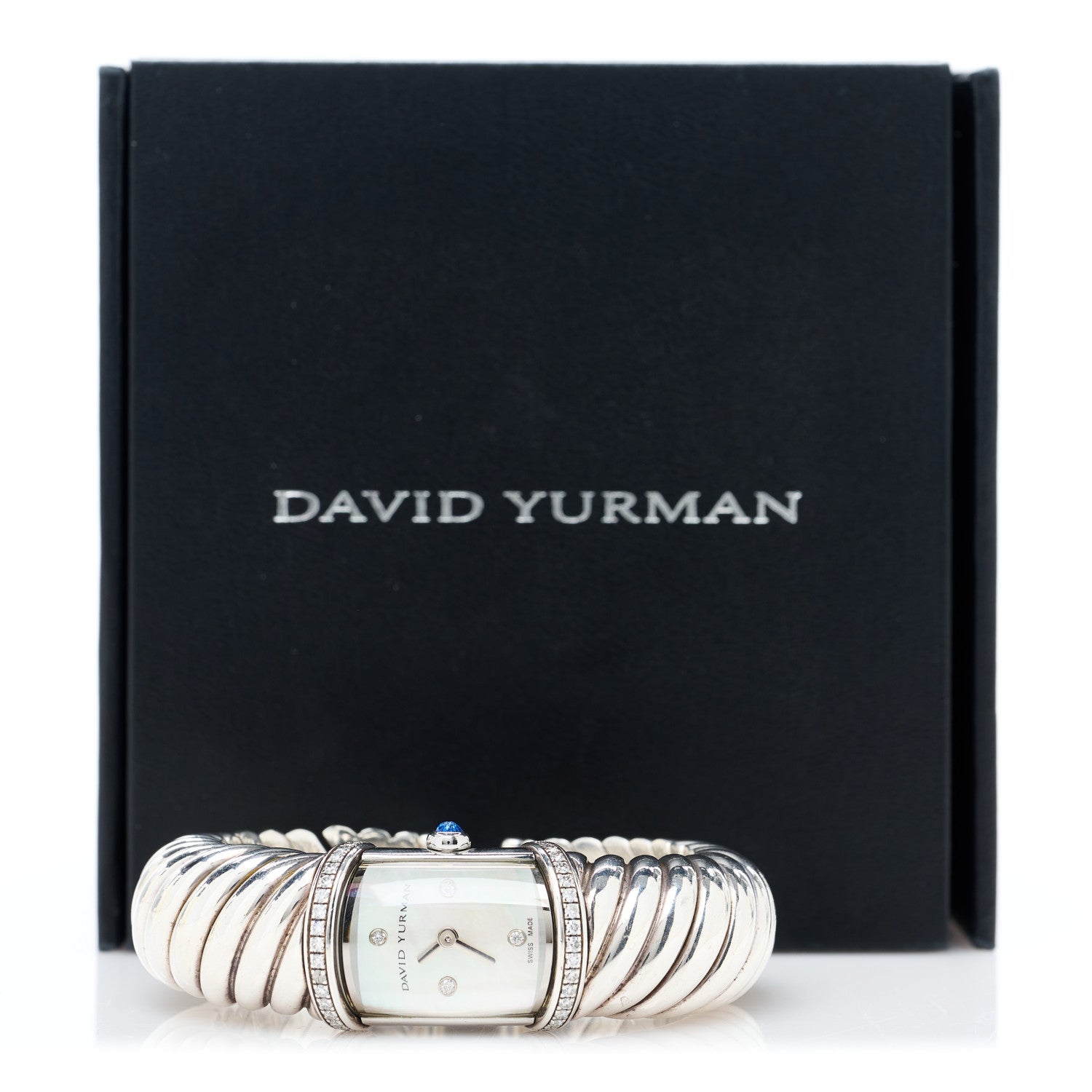 David Yurman Sterling Silver Diamond Bezel Mother of Pearl 19mm Waverly Quartz Watch 5 of 5