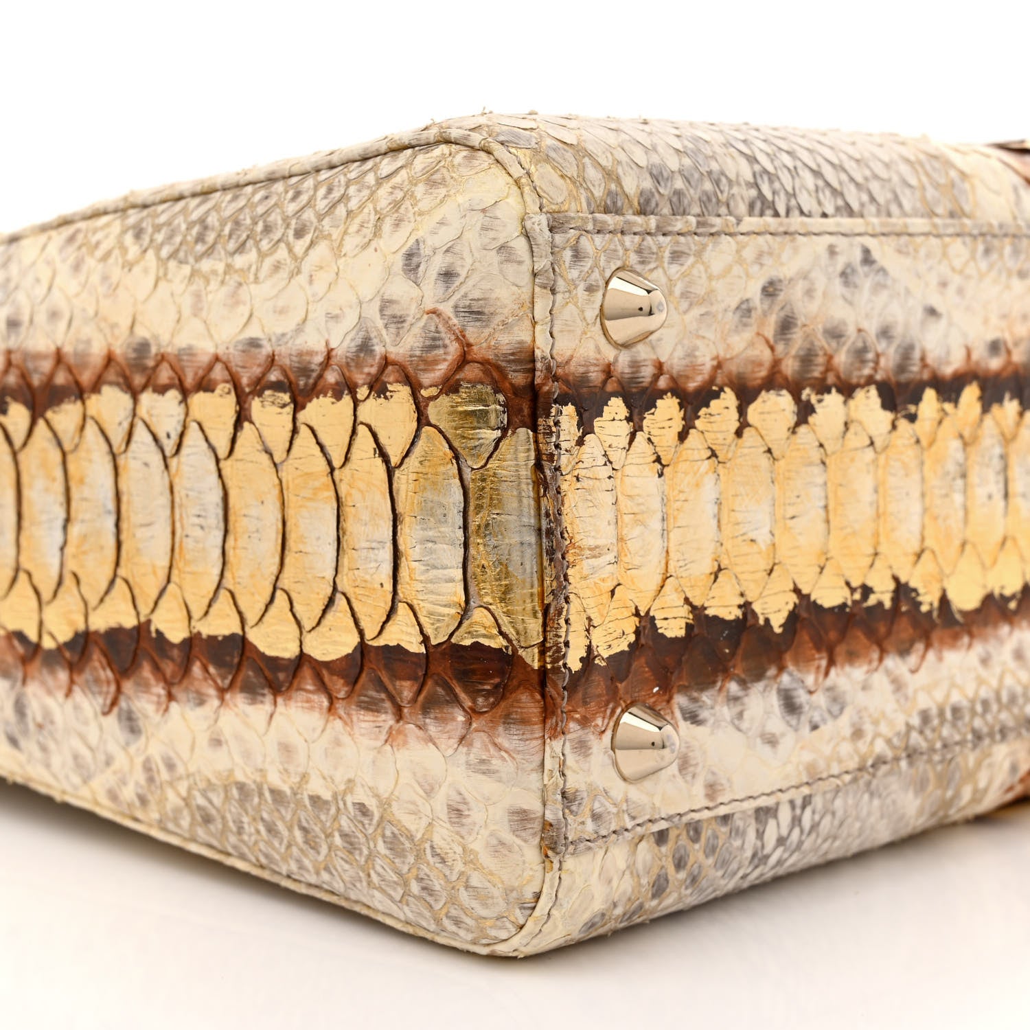 Christian Dior Metallic Snakeskin Large Lady Dior Beige Gold 9 of 12