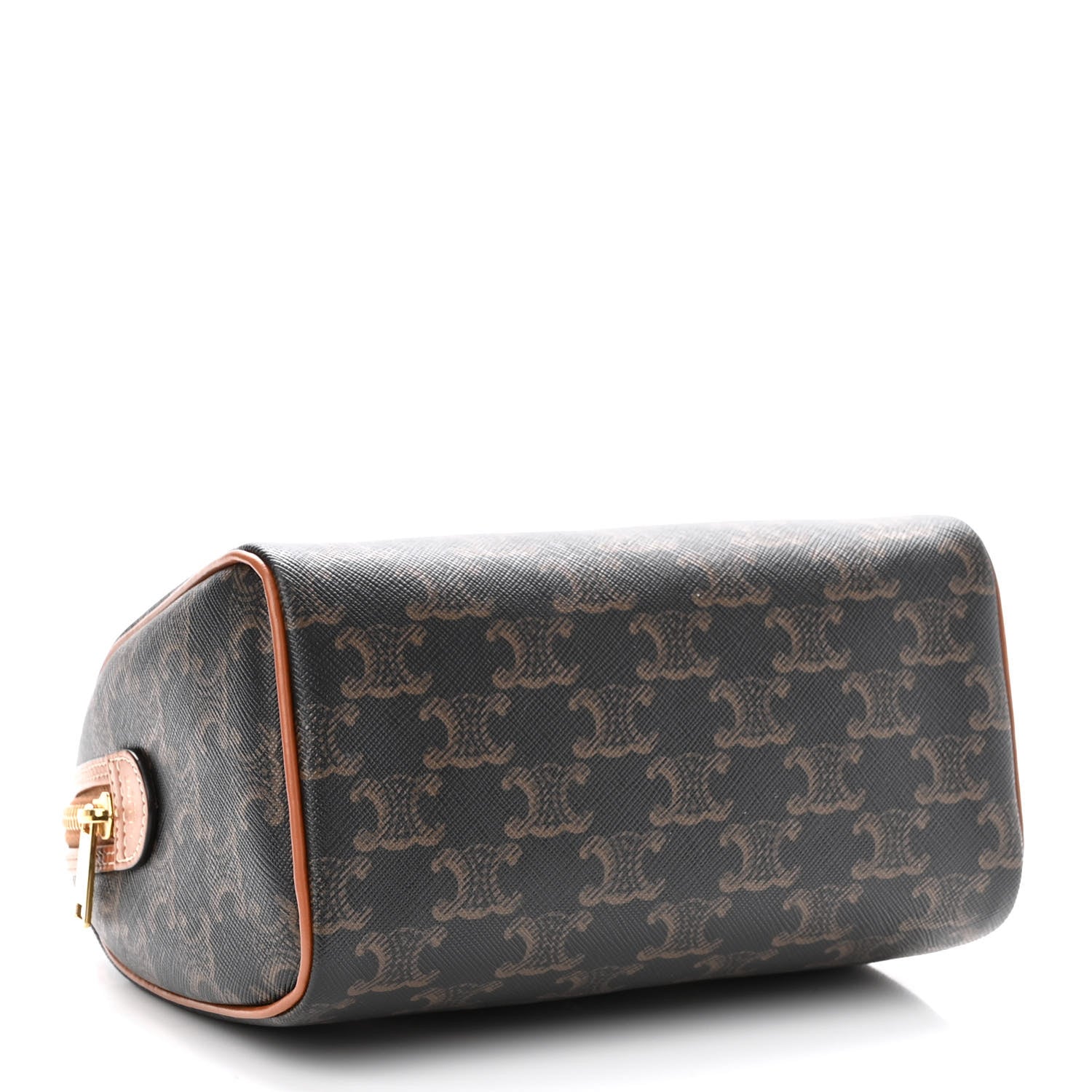 Celine Triomphe Canvas Calfskin Small Boston Bag Tan 4 of 9