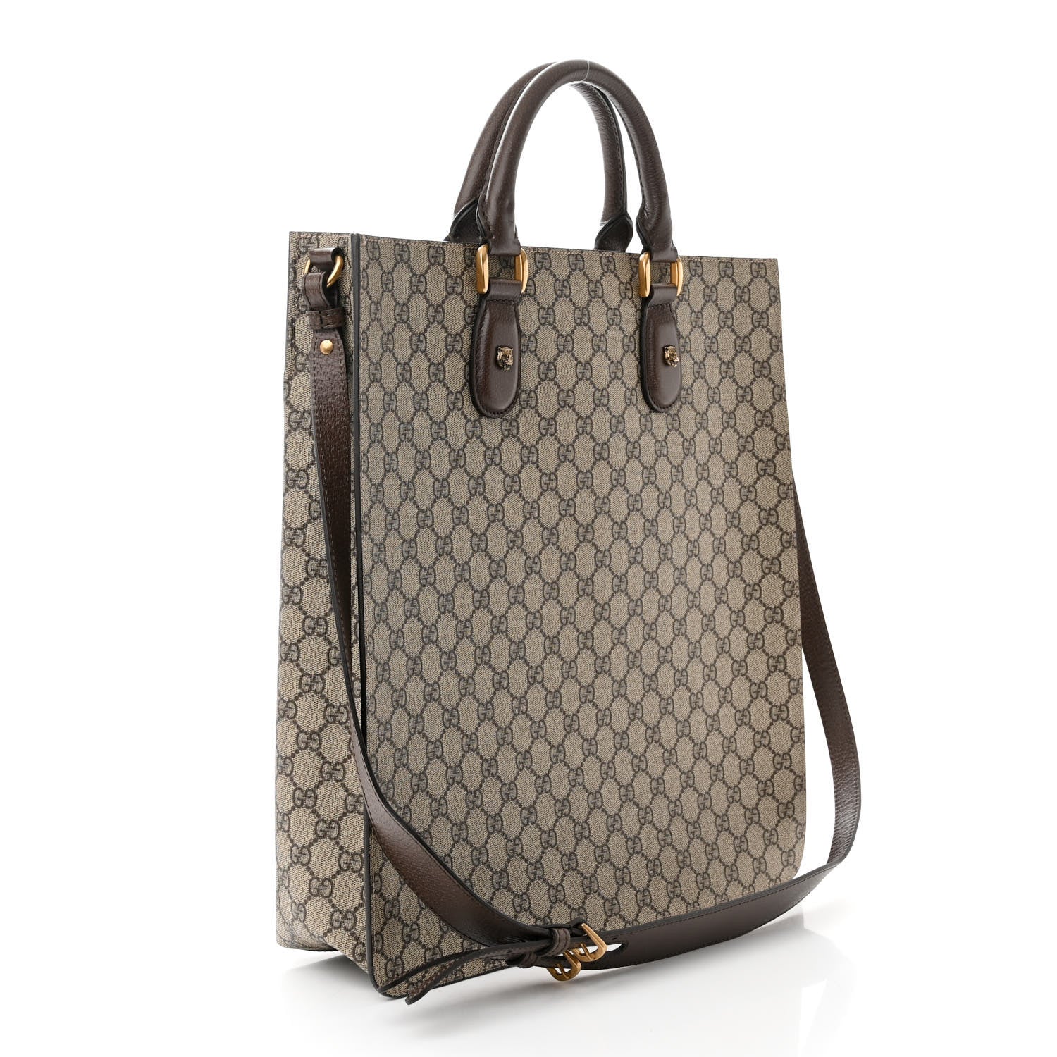 Gucci GG Supreme Monogram Web Animalier Bee Vertical Tote Brown 3 of 10
