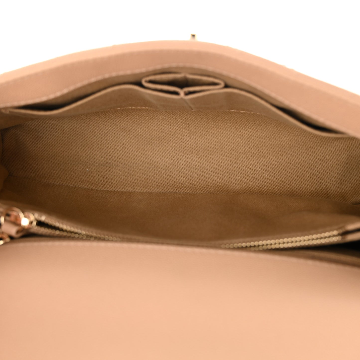 Caviar Chevron Quilted Small Coco Handle Flap Beige