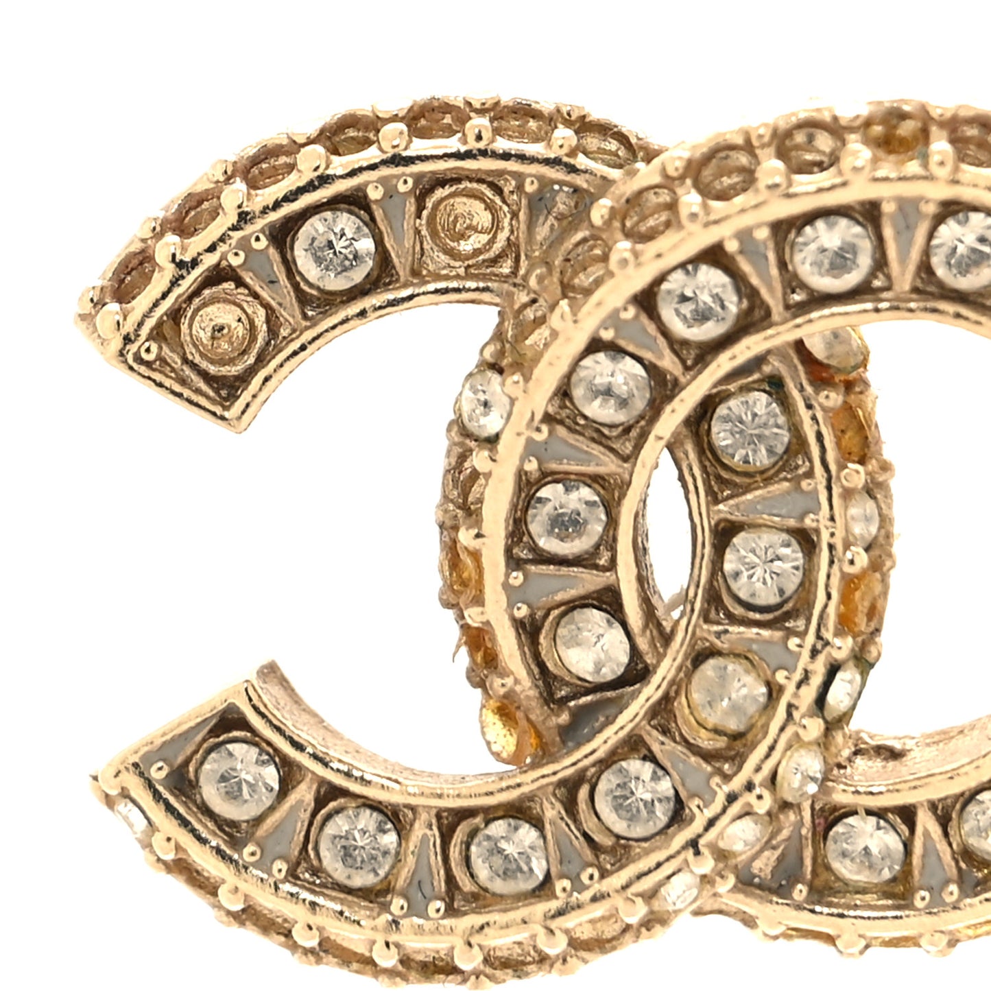 Crystal Timeless CC Earrings Light Gold