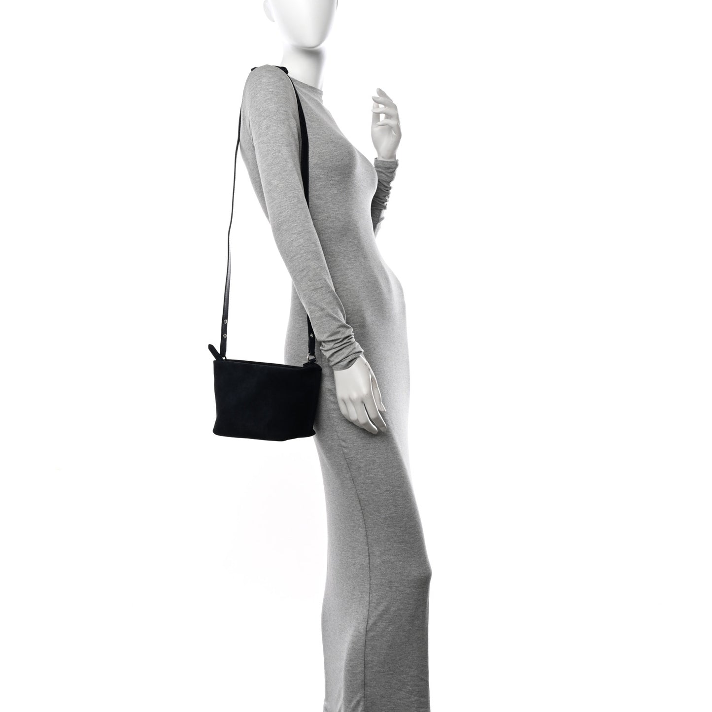 Suede Bond Zip Shoulder Bag Deep Navy