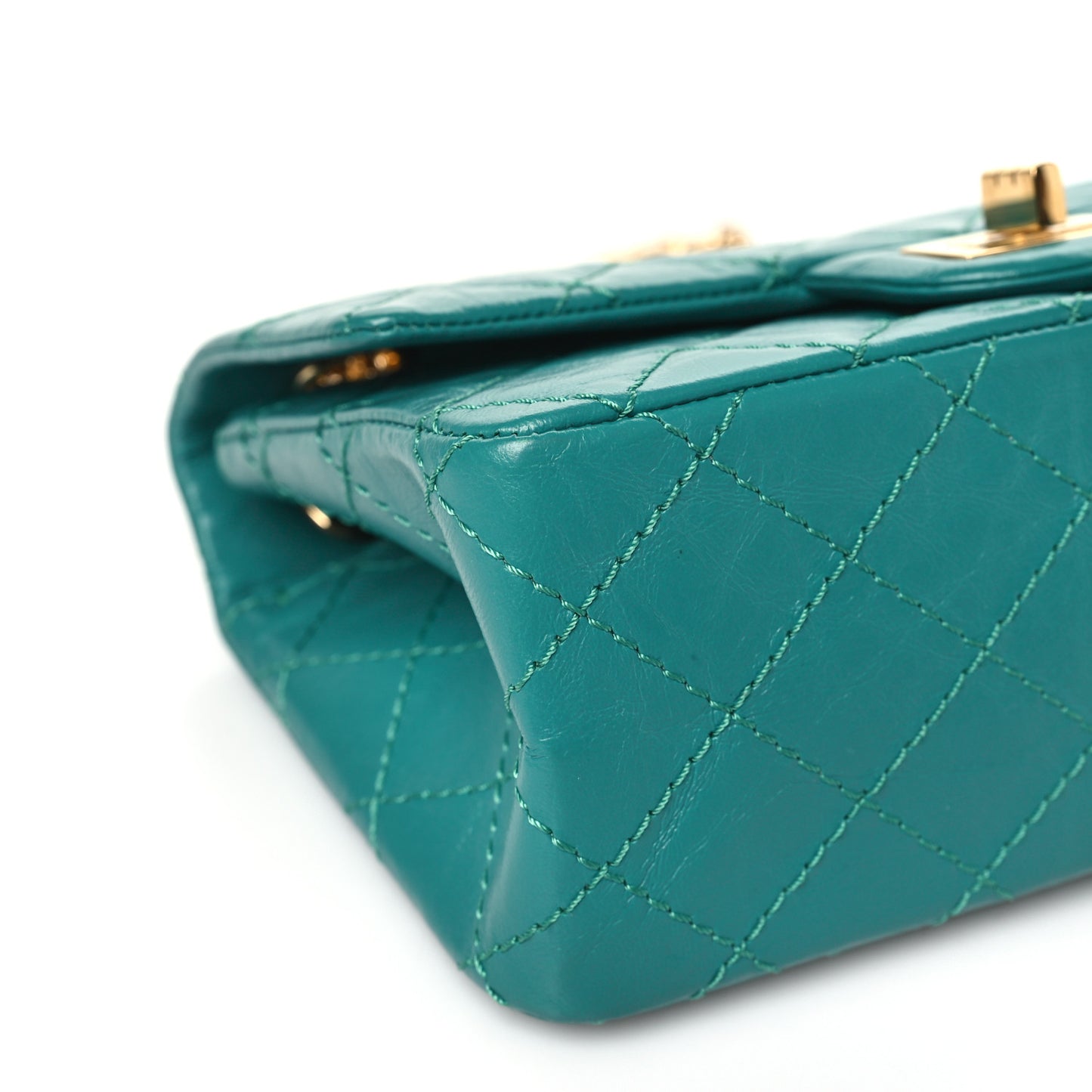Aged Calfskin Quilted 2.55 Reissue Mini Flap Green