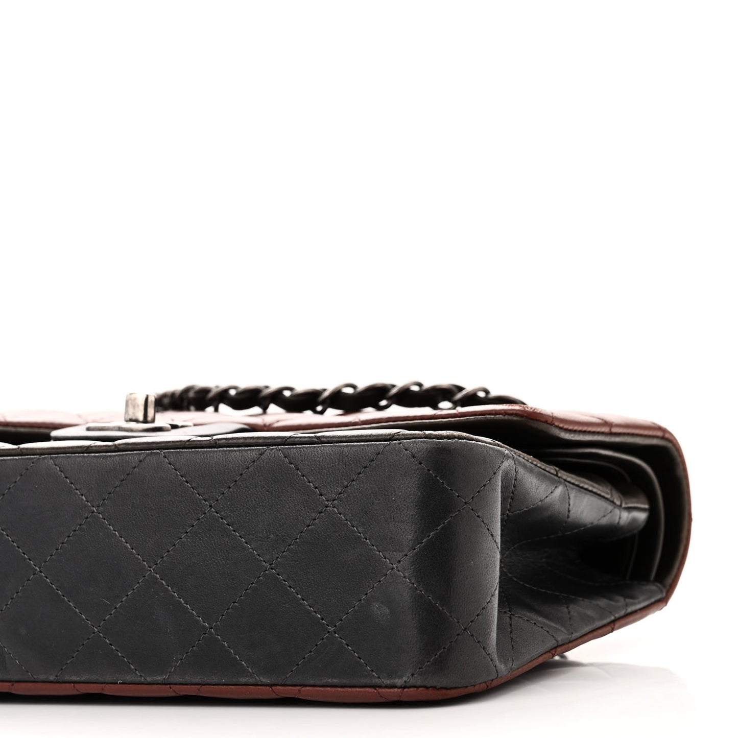 Lambskin Quilted Tri-Color Medium Double Flap Burgundy