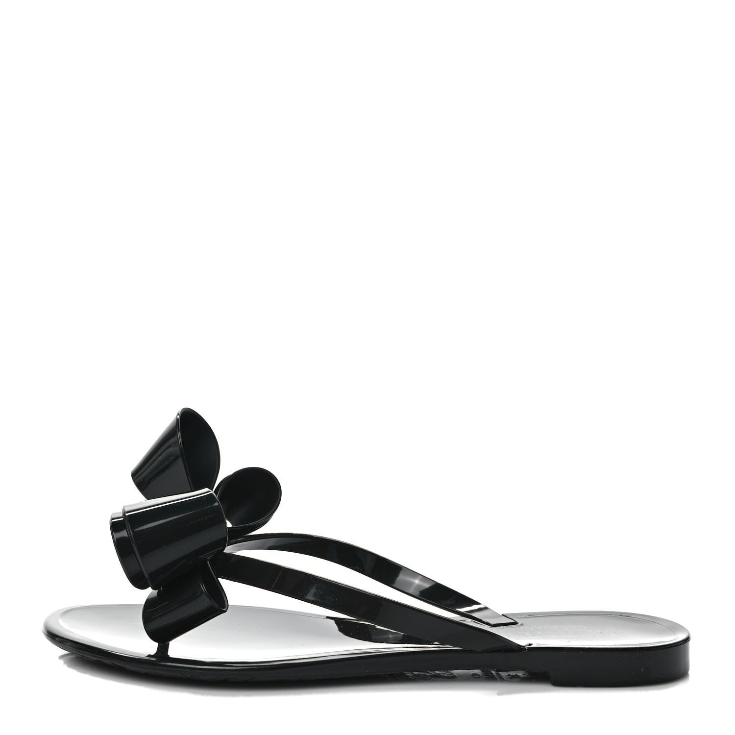 Valentino Garavani PVC Jelly Bow Thong Sandals 37 Black 1 of 8