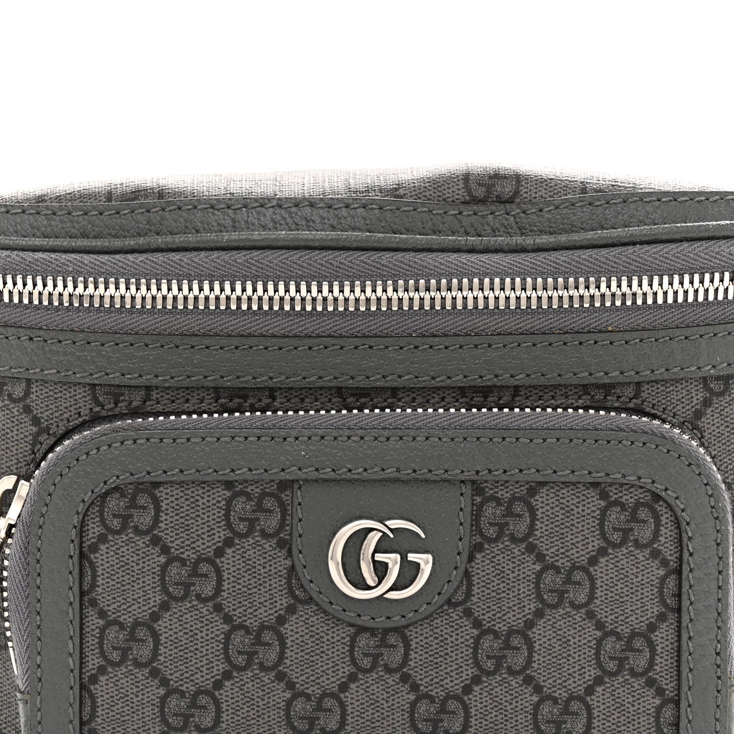 Gucci GG Supreme Monogram Textured Dollar Calfskin Ophidia Belt Bag Grey Black Graphite Grey 8 of 12