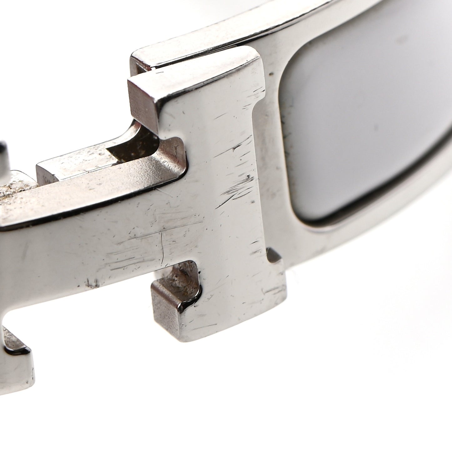 Enamel Narrow Clic Clac H Bracelet GM White