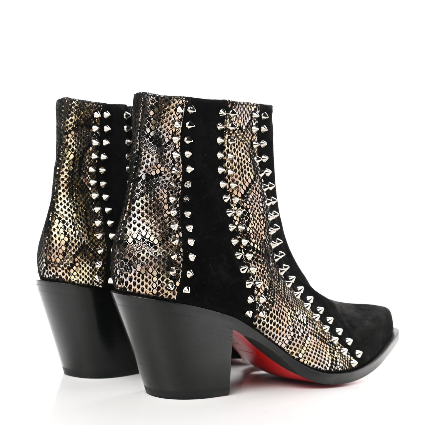 Calfskin Suede Embossed Snakeskin Spiked With My Guitar Chelsea Boots 39.5 Black
