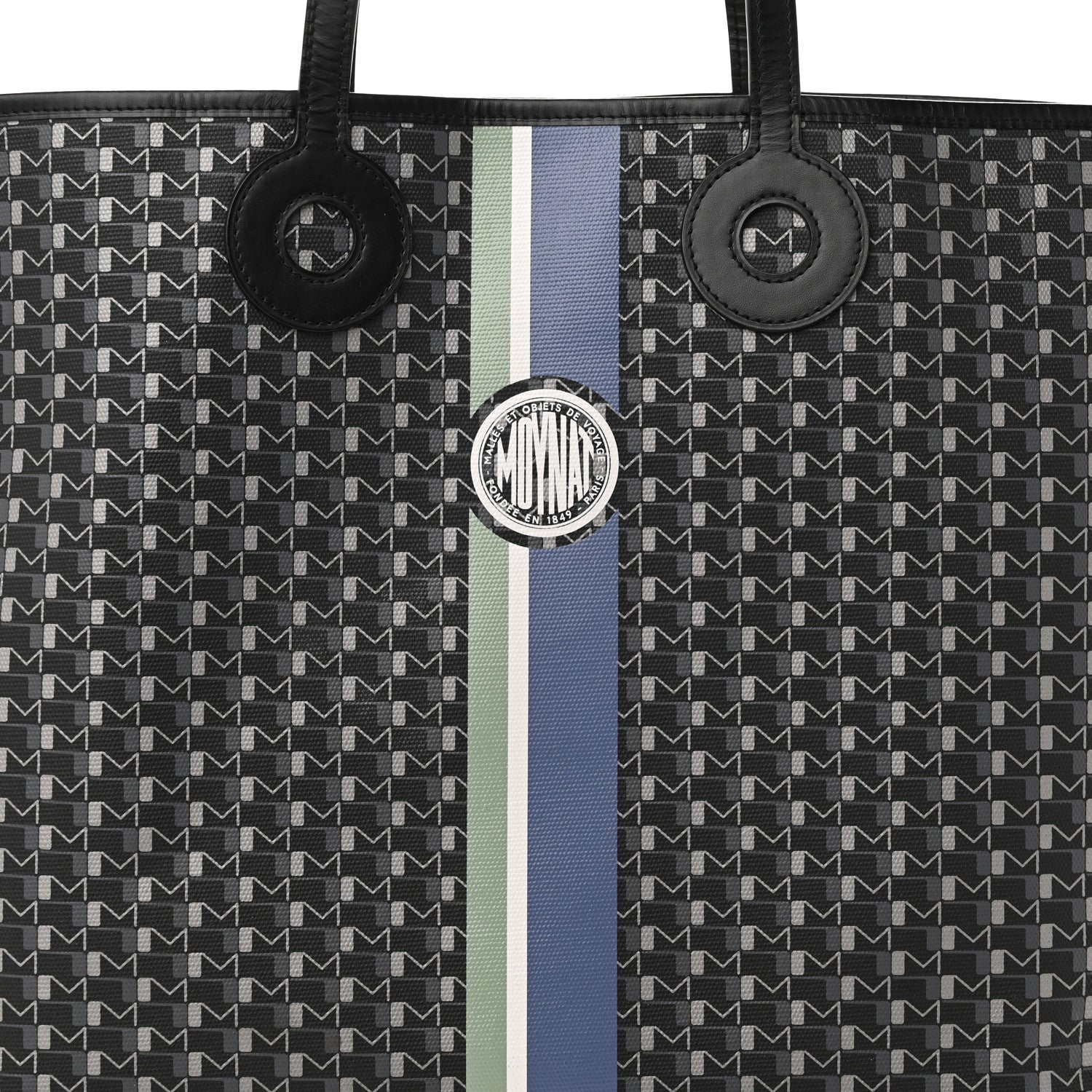 Moynat Grained Calfskin Canvas 1920 Oh! Tote Ruban GM Carbon Silver 8 of 10