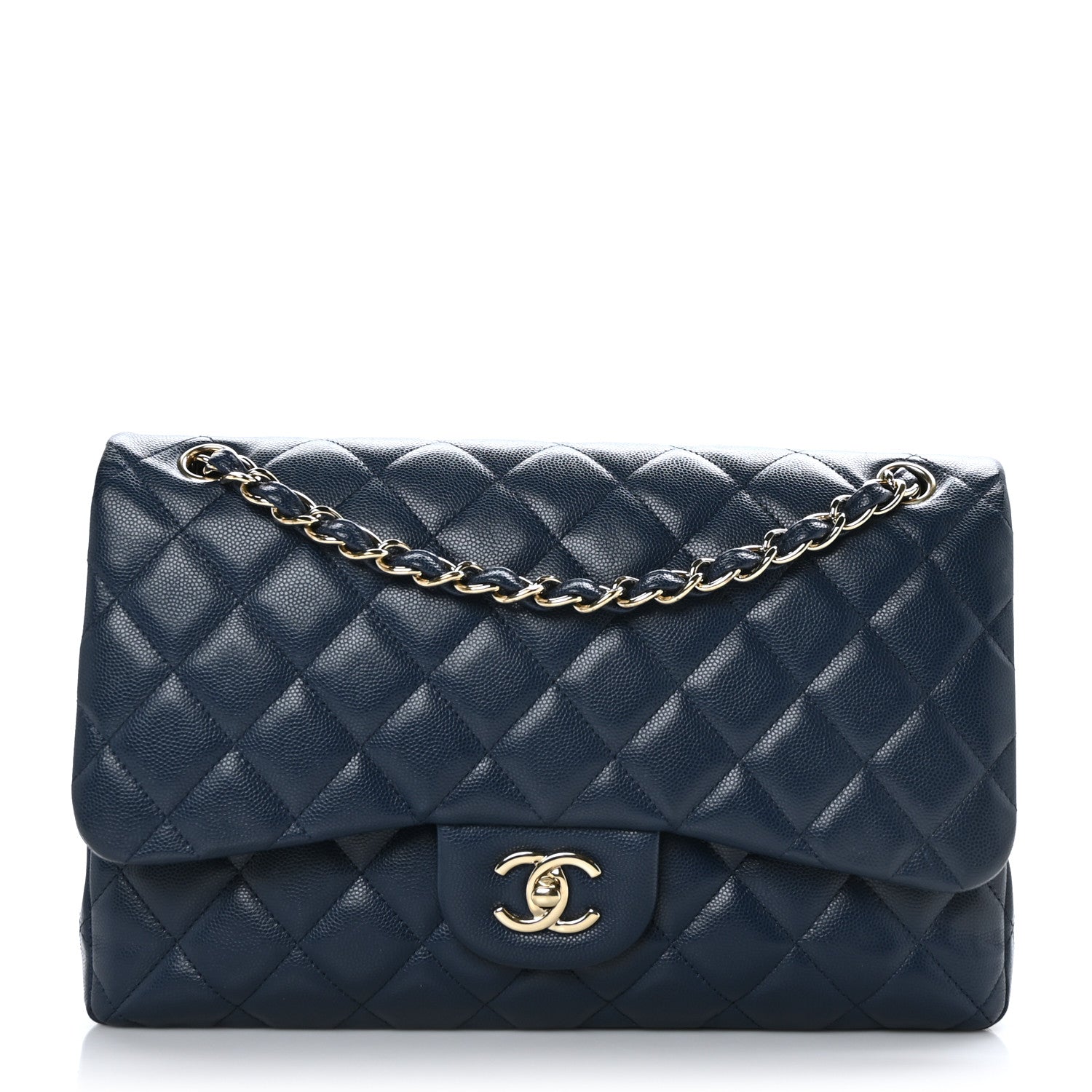 Chanel Caviar Quilted Jumbo Double Flap Navy Blue 1 of 8