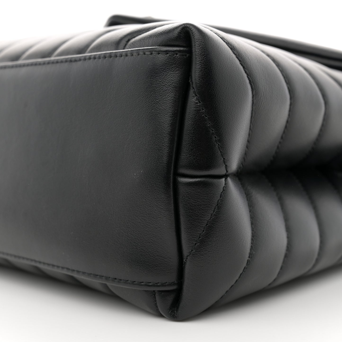Calfskin Y Quilted Monogram Medium Loulou Chain Satchel Black