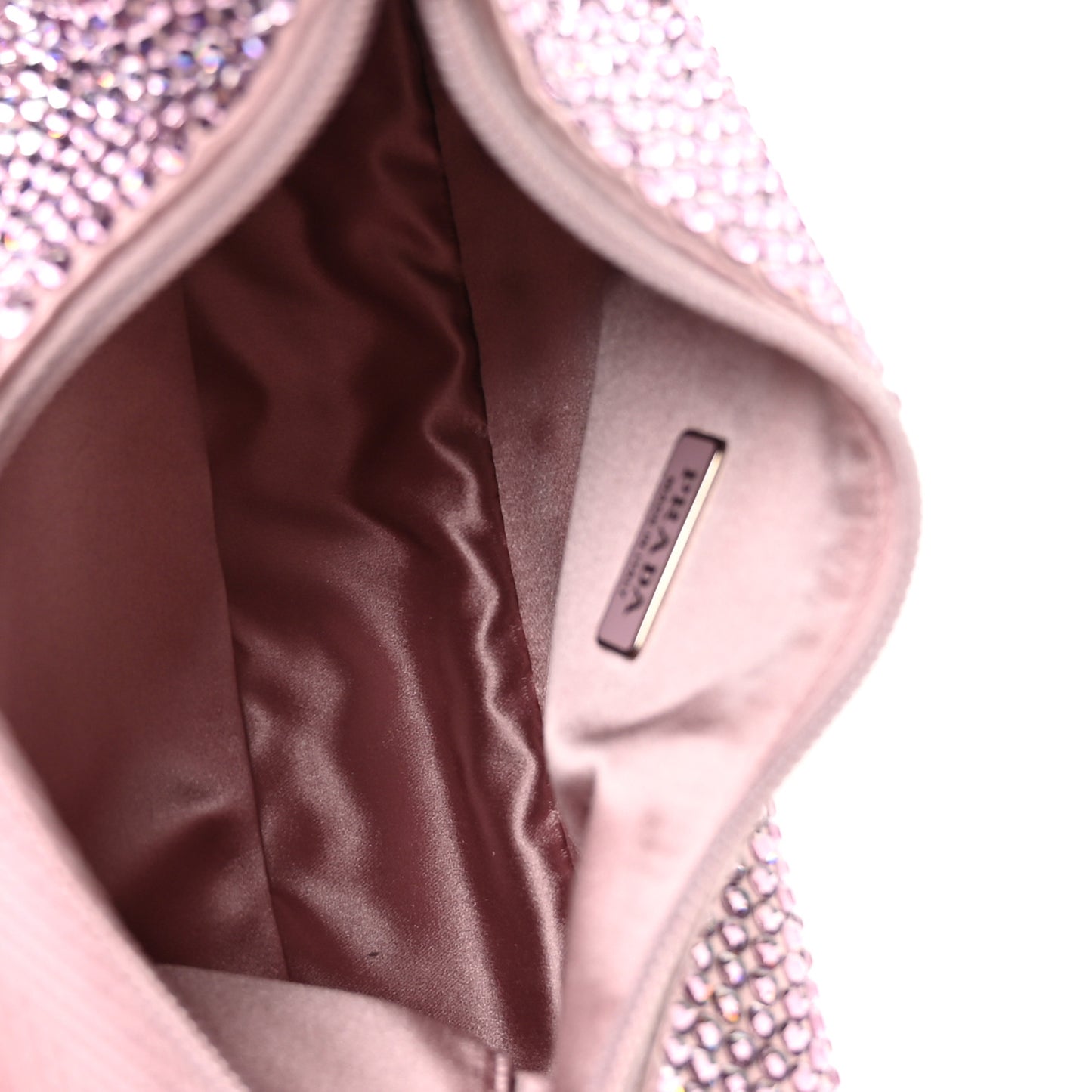 Satin Crystal Mini Re-Edition 2000 Bag Alabastro