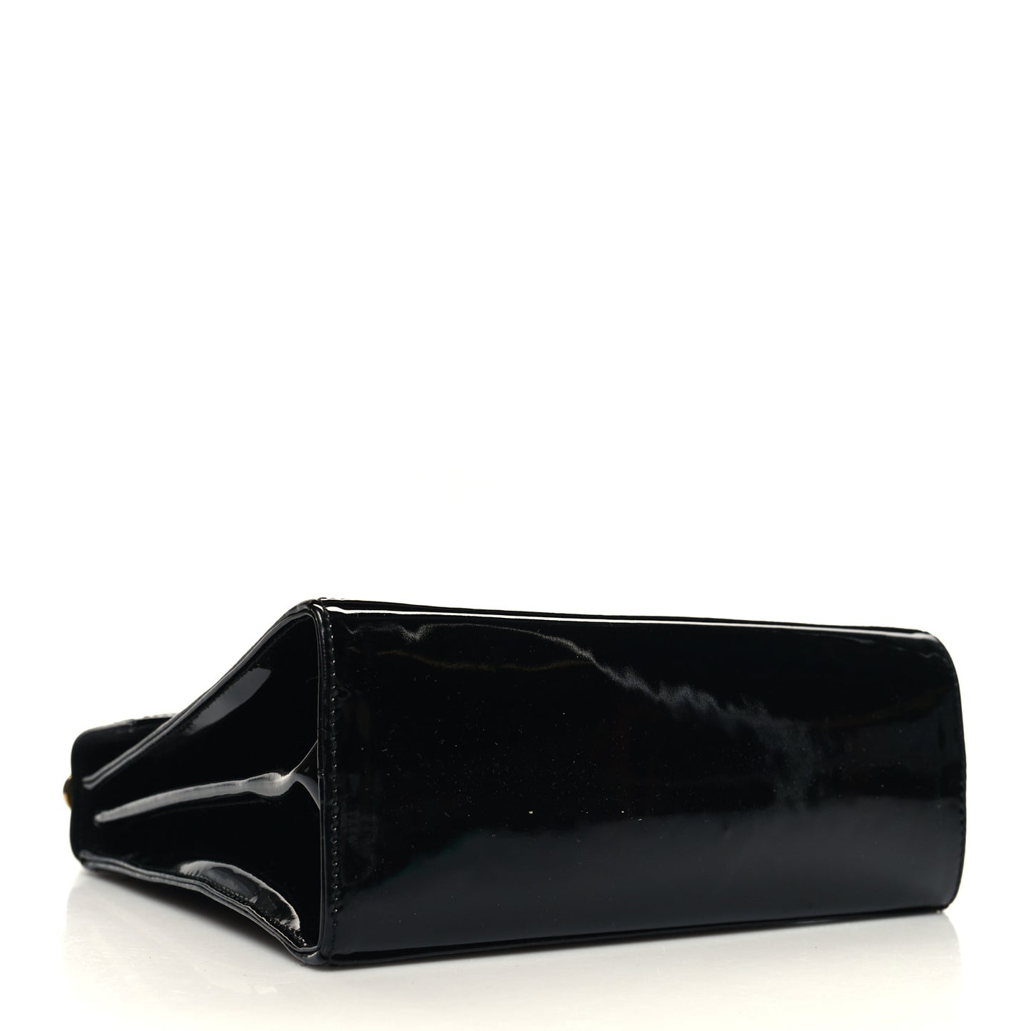 Patent Small Iconic Top Handle Bag Black