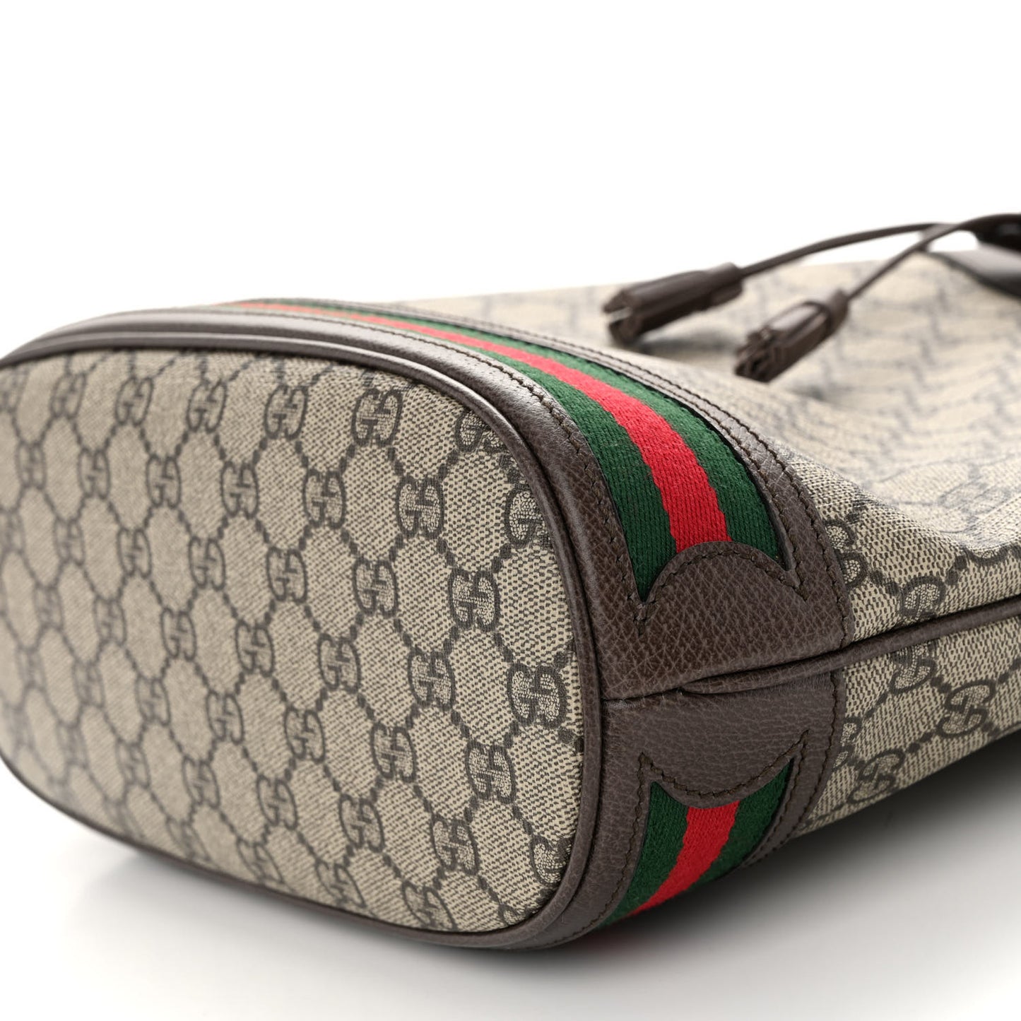 GG Supreme Monogram Web Ophidia Bucket Bag Brown