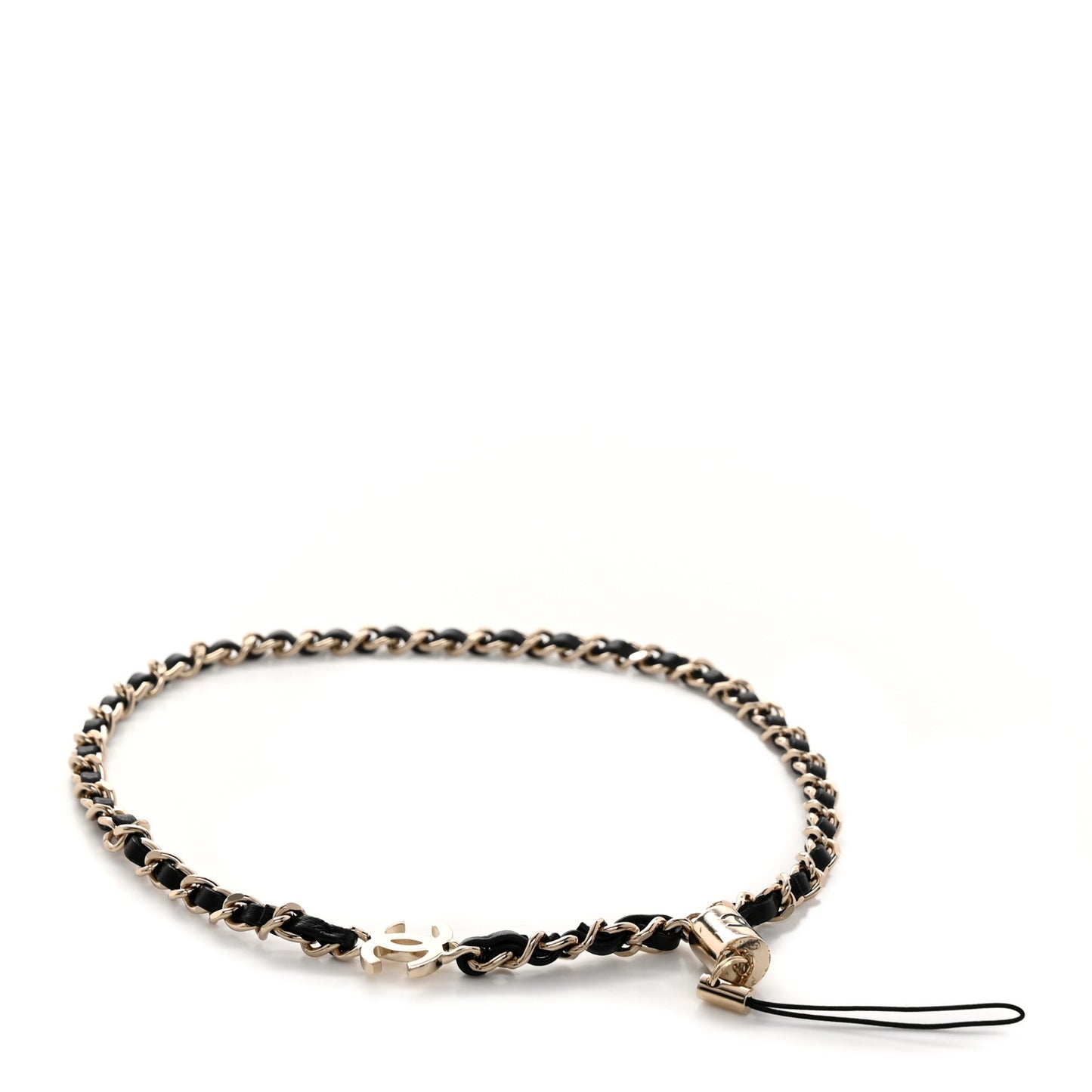 Metal Lambskin CC iPhone Chain Strap Gold Black