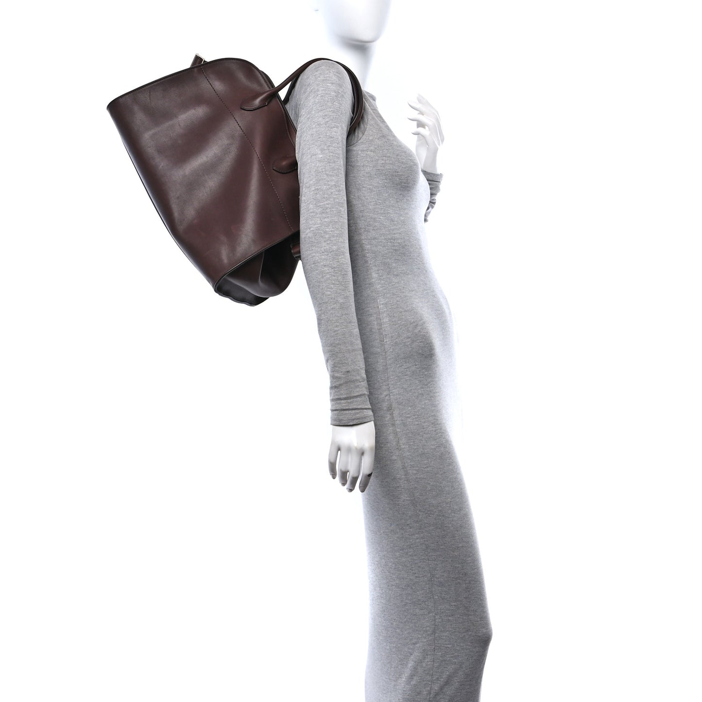 Polished Saddle Calfskin Soft Margaux 15 Dark Brown