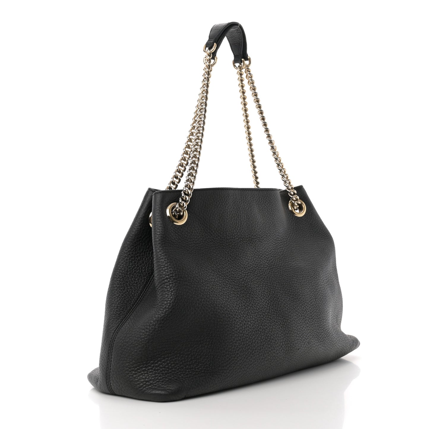 Pebbled Calfskin Medium Soho Chain Shoulder Bag Black