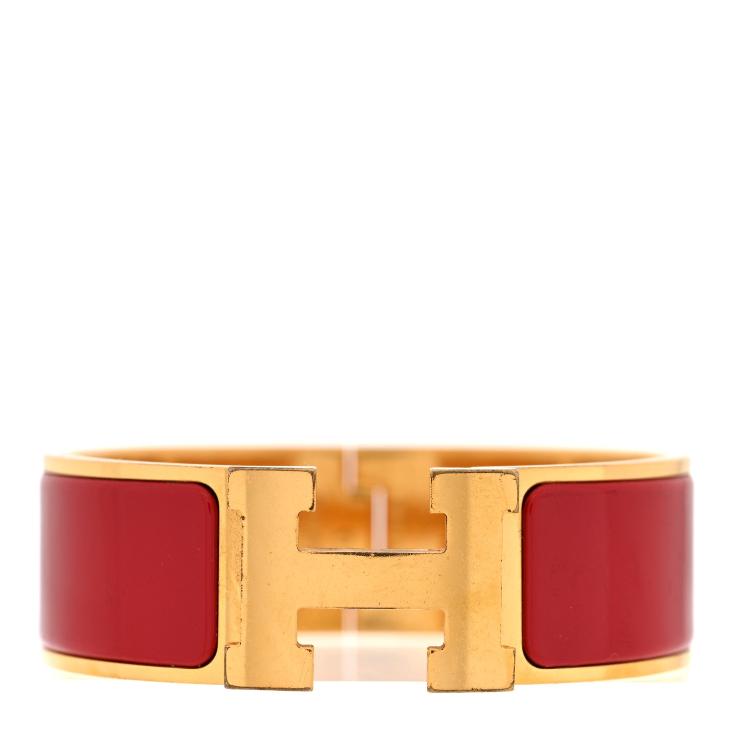 Hermes Enamel Wide Clic Clac H Bracelet PM Rouge Piment 1861839