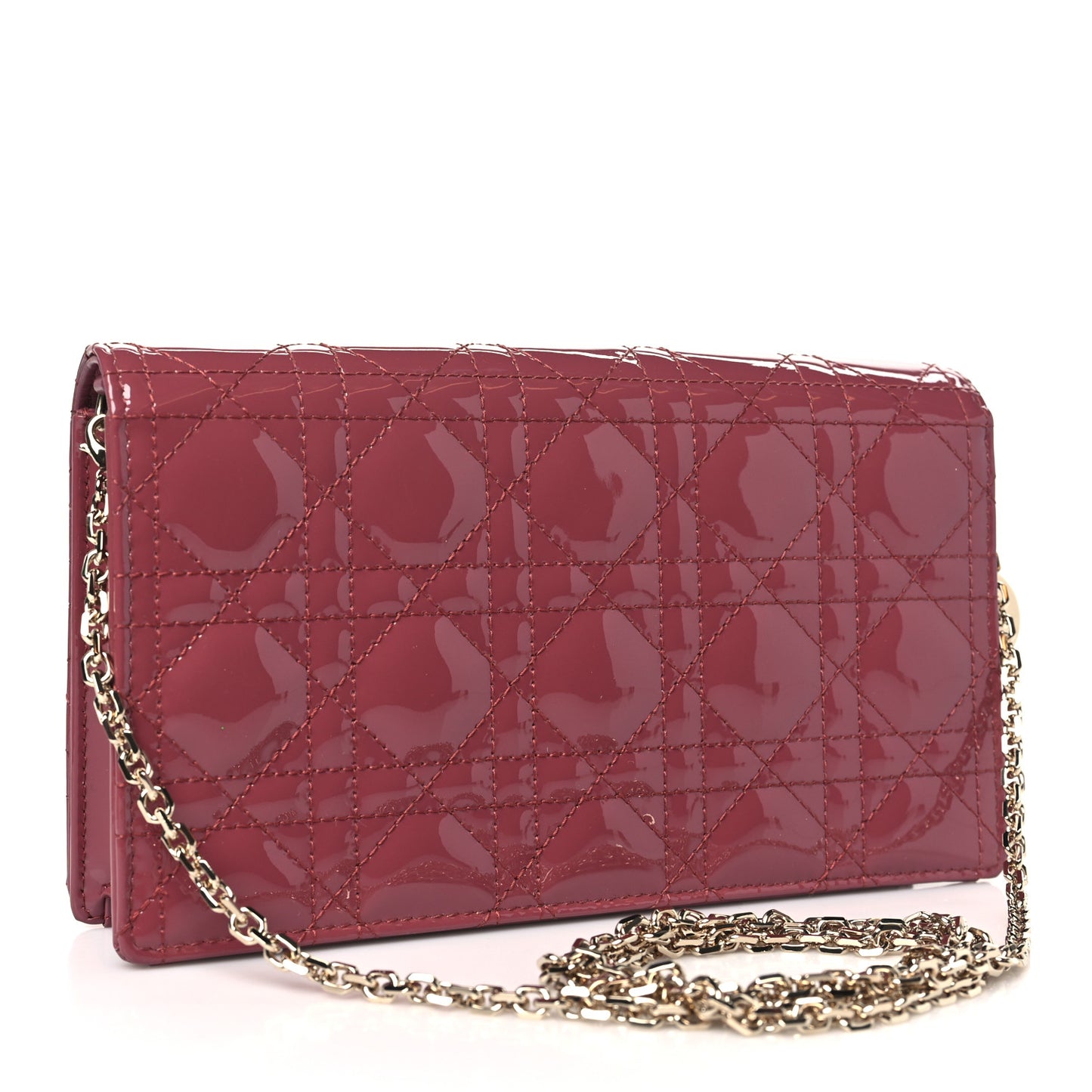 Patent Cannage Lady Dior Convertible Clutch Mallow Rose