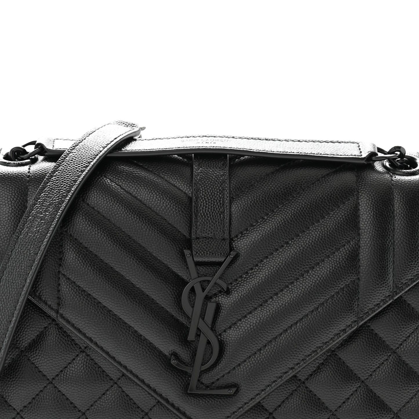 Grain De Poudre Textured Mixed Matelasse Triquilt Medium Monogram Monochrome Satchel Black