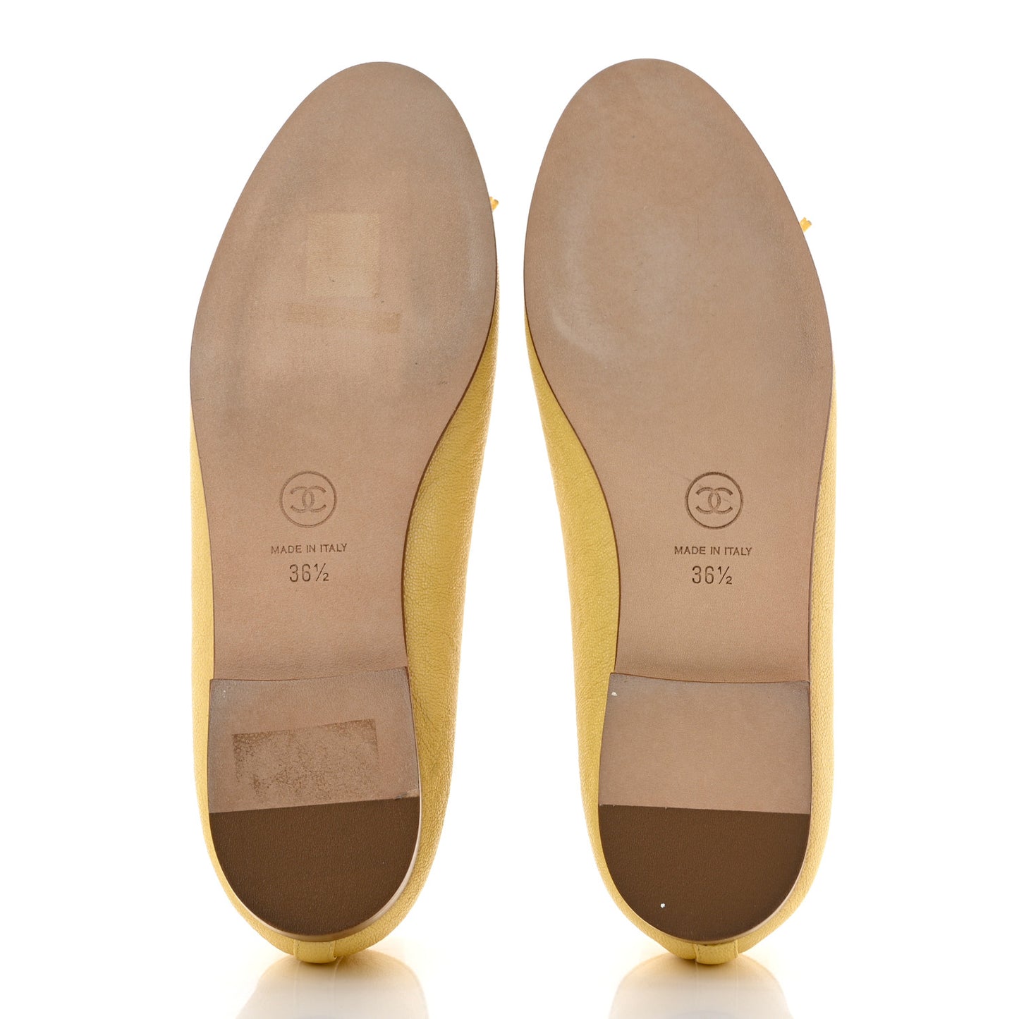 Iridescent Caviar CC Cap Toe Ballerina Flats 36.5 Yellow