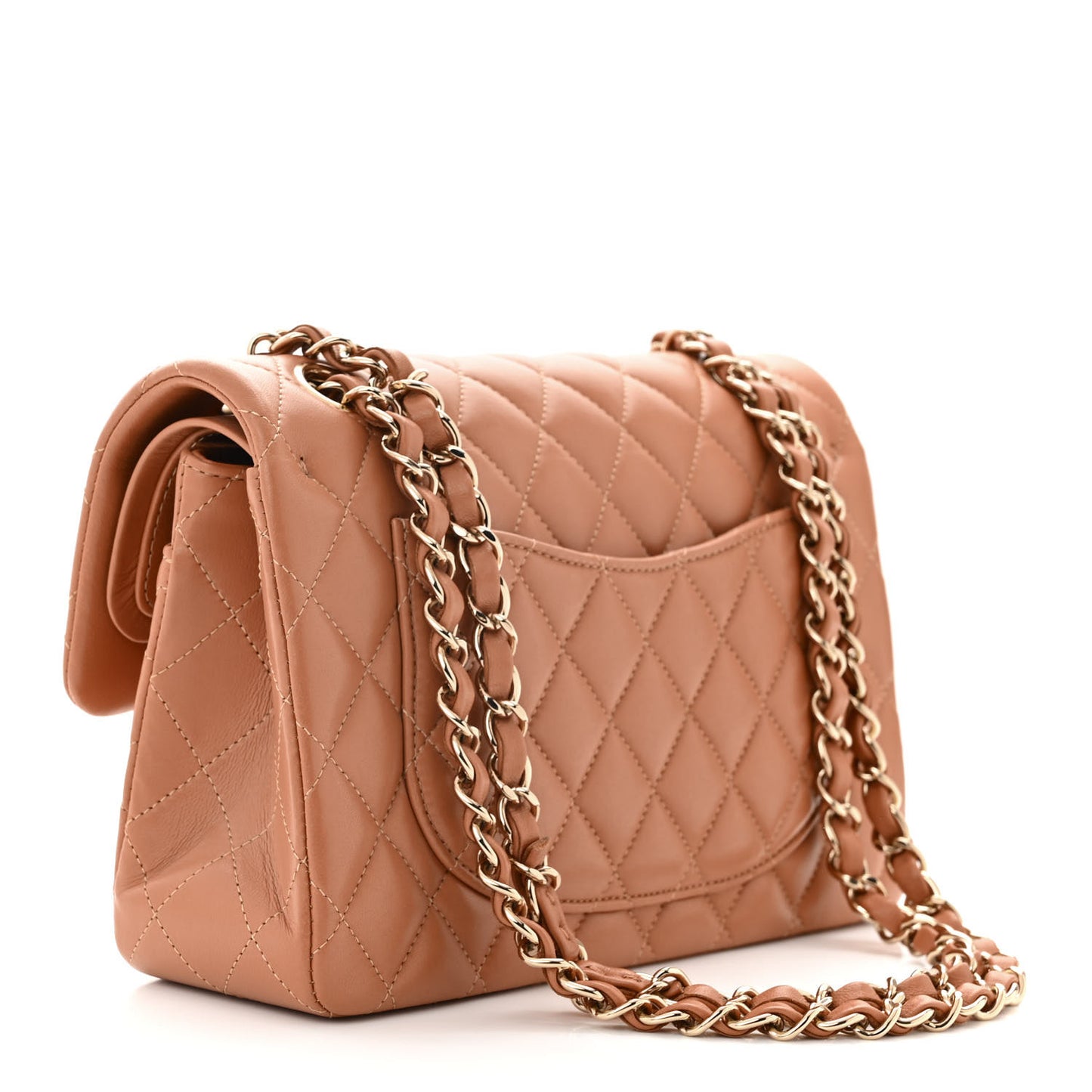 Lambskin Quilted Small Double Flap Brown