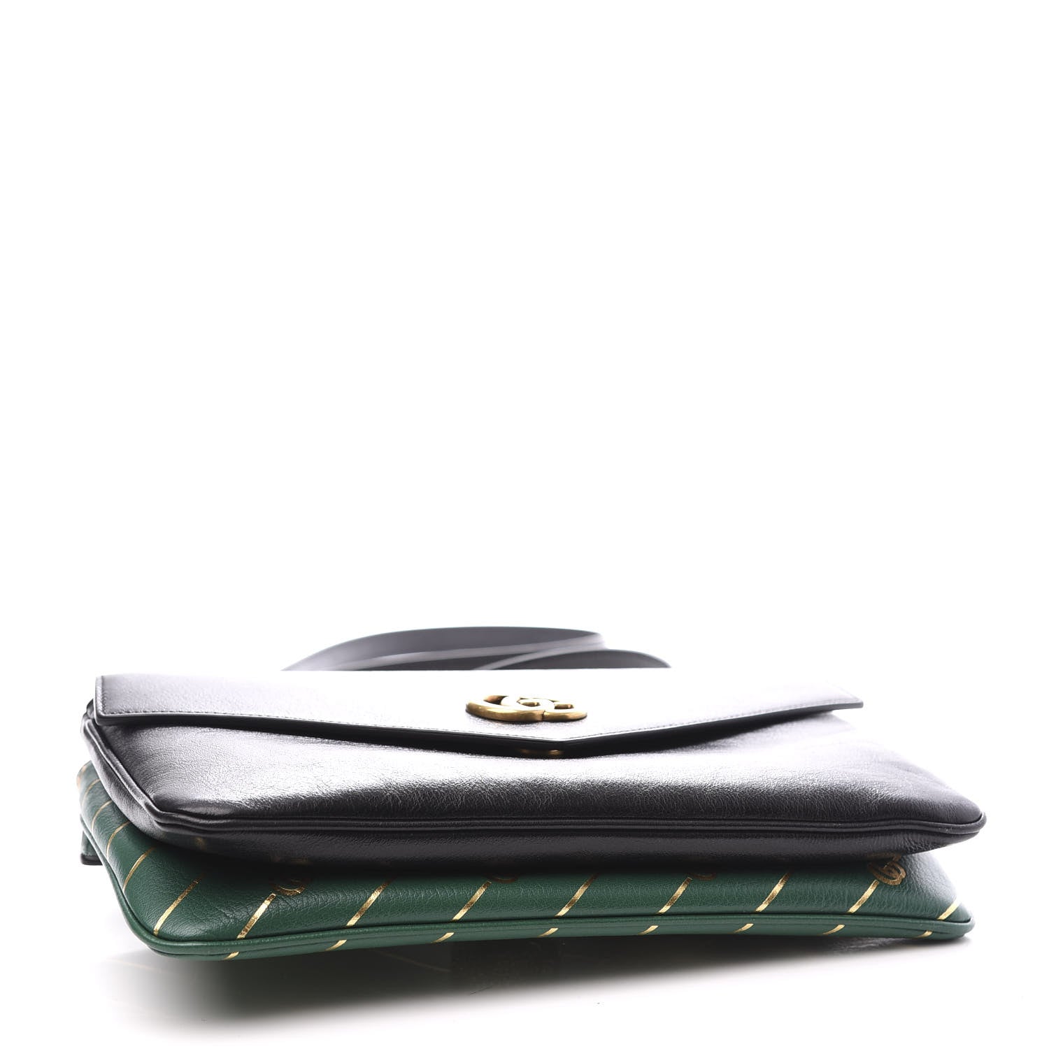 Gucci Calfskin Diagonal GG Medium Thiara Double Envelope Shoulder Bag Emerald Green Black 3 of 13